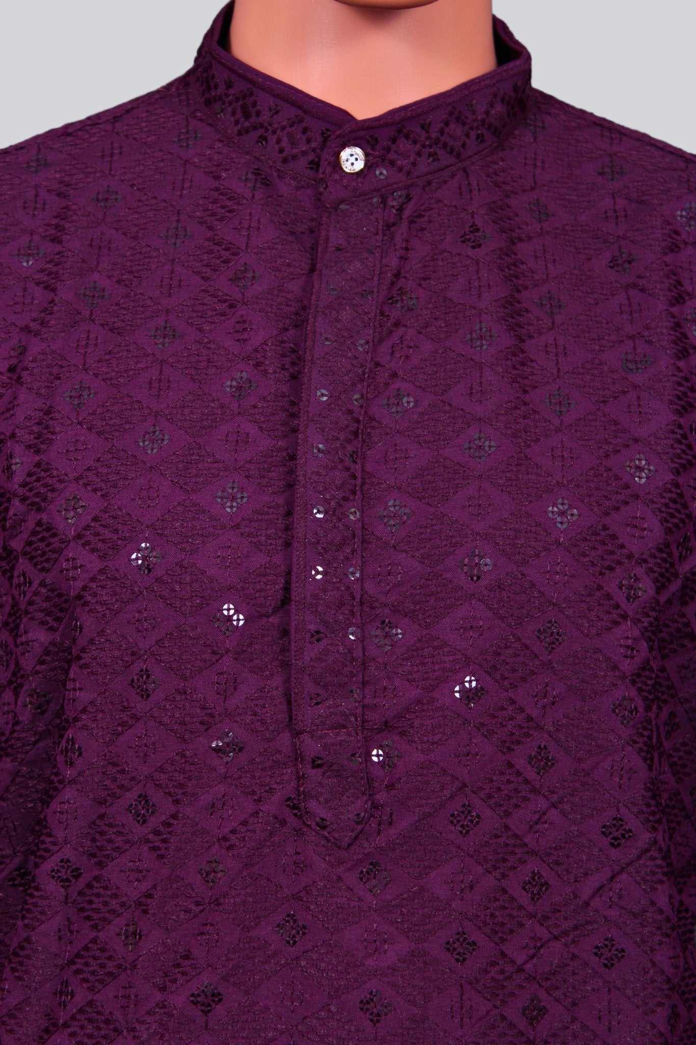 Men's Lakhnavi Kurta: Traditional Resham Embroidery & Sequin Detailing Men JCS Fashions