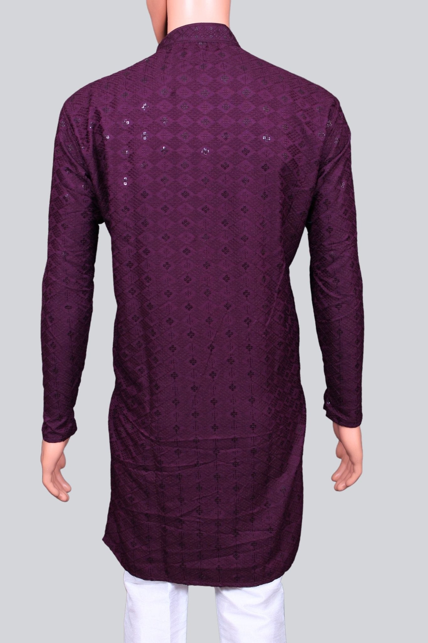 Men's Lakhnavi Kurta: Traditional Resham Embroidery & Sequin Detailing Men JCS Fashions