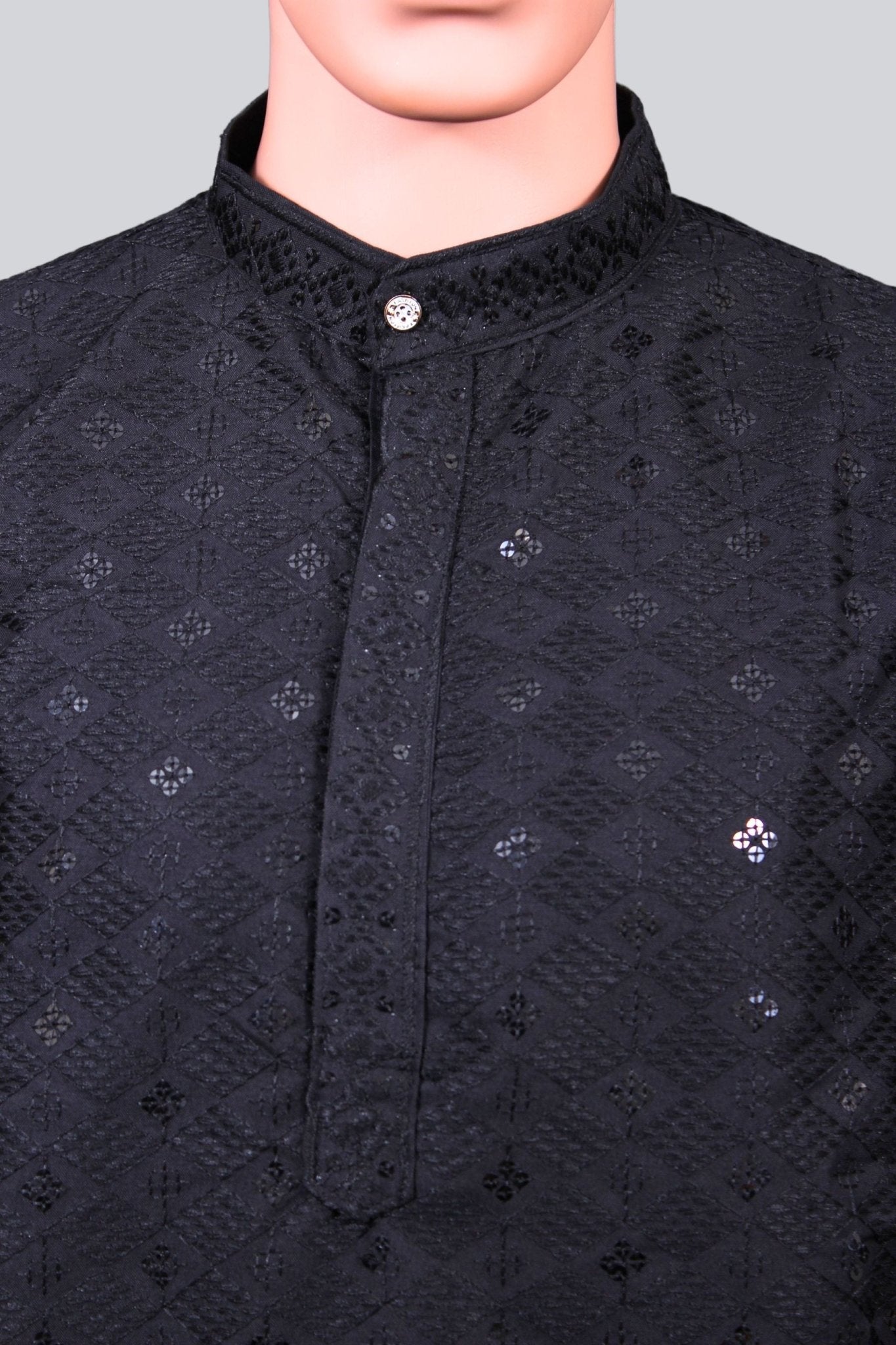 Men's Lakhnavi Kurta with Exquisite Resham and Sequence Detailing Men JCS Fashions