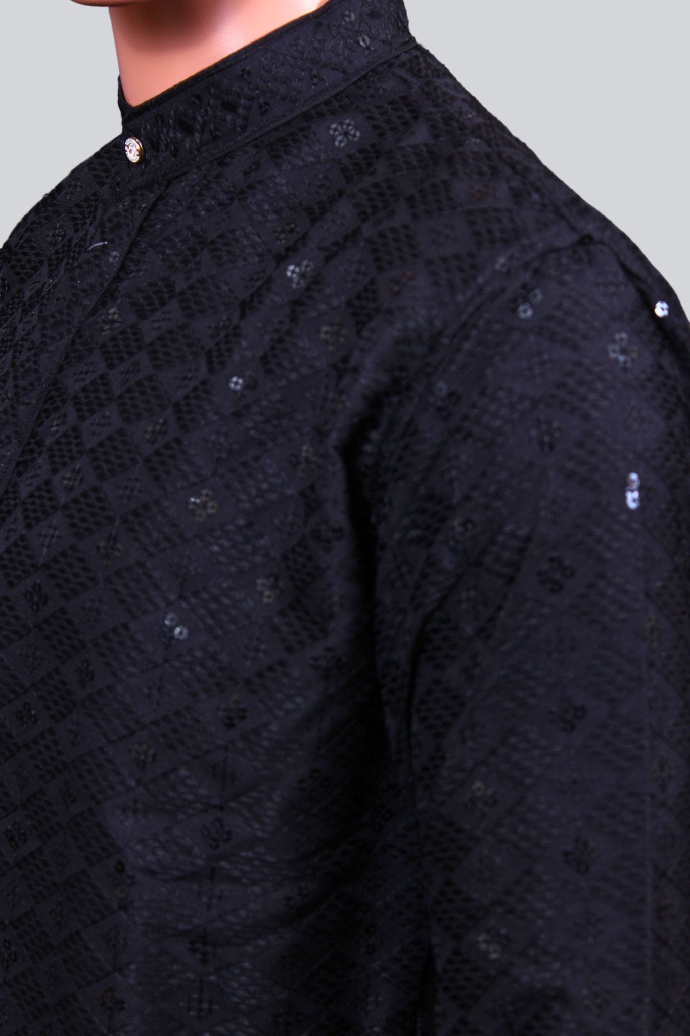 Men's Lakhnavi Kurta with Exquisite Resham and Sequence Detailing Men JCS Fashions