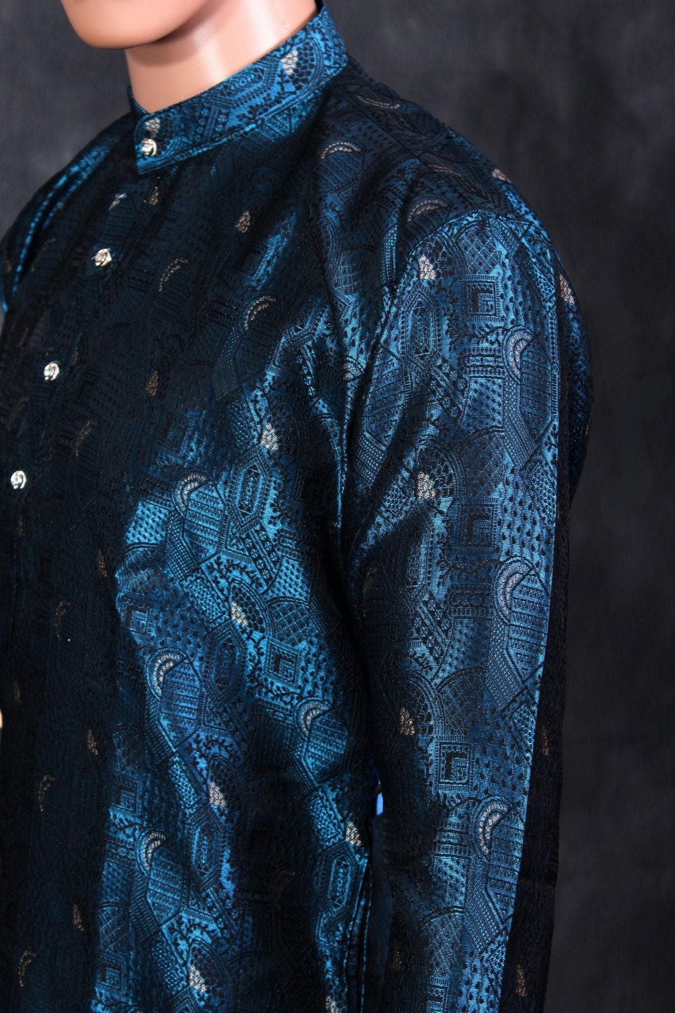 Men's Luxurious Black Jacquard Kurta - Perfect for Elegant Events Men JCS Fashions