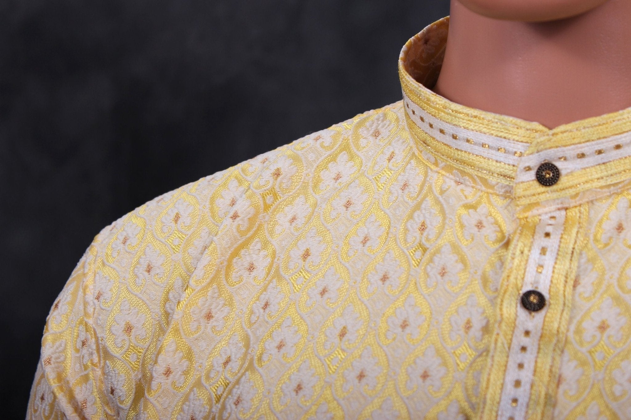 Men's White Jacquard Kurta for Weddings and Parties from JCSFashions Men JCS Fashions