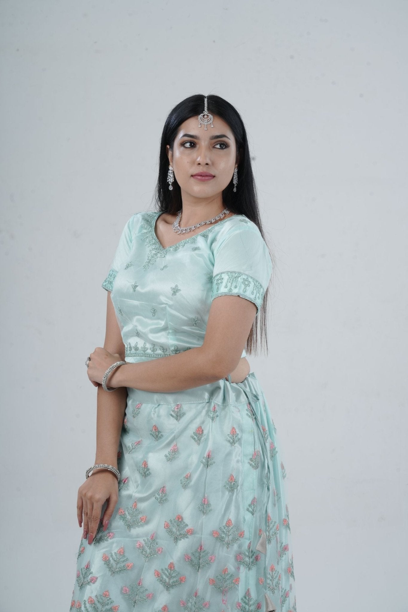 Mesmerizing Soft Net A-Line Lehenga Set: Glitter Embroidery LEHENGA JCS Fashions