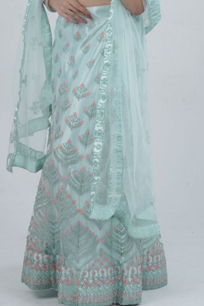 Mesmerizing Soft Net A-Line Lehenga Set: Glitter Embroidery LEHENGA JCS Fashions