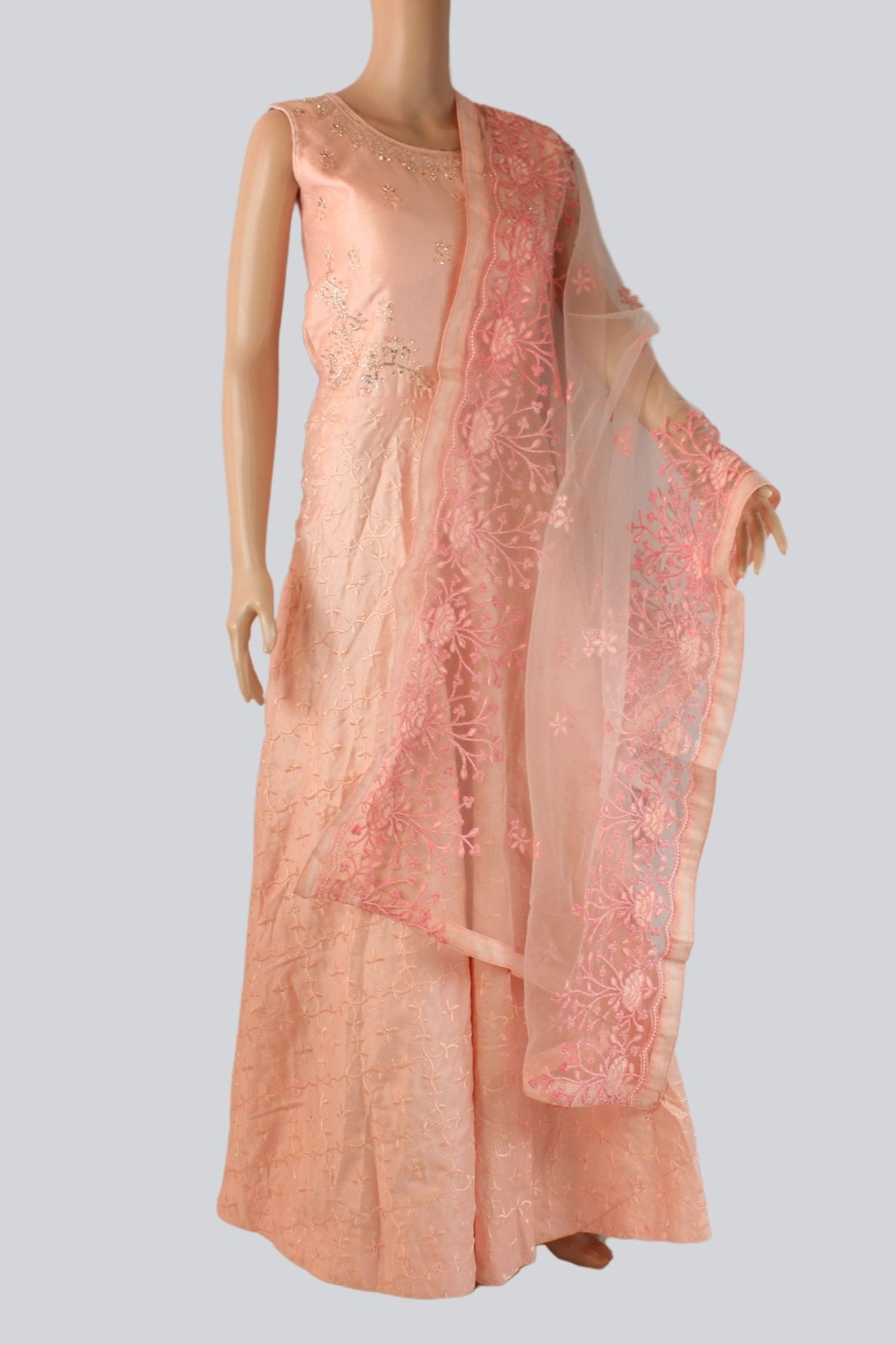 Modal Silk Long Gown With Stones And Embroidery Work KURTI JCS Fashions Pink Medium (38)