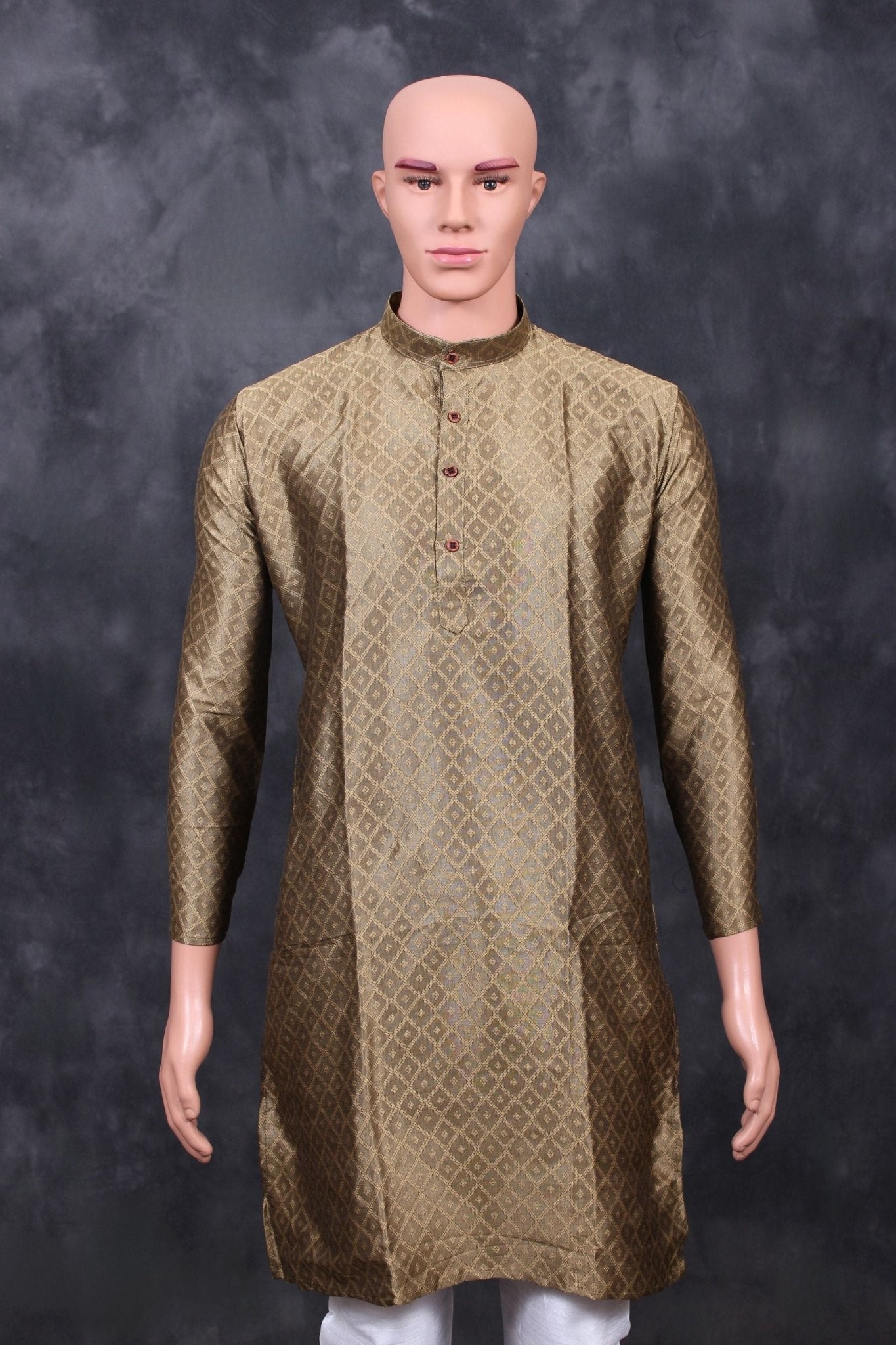 Modern Classic Men's Diamond Pattern Kurta - Tradition Meets Style Men JCS Fashions Mehendi Green Large (40)