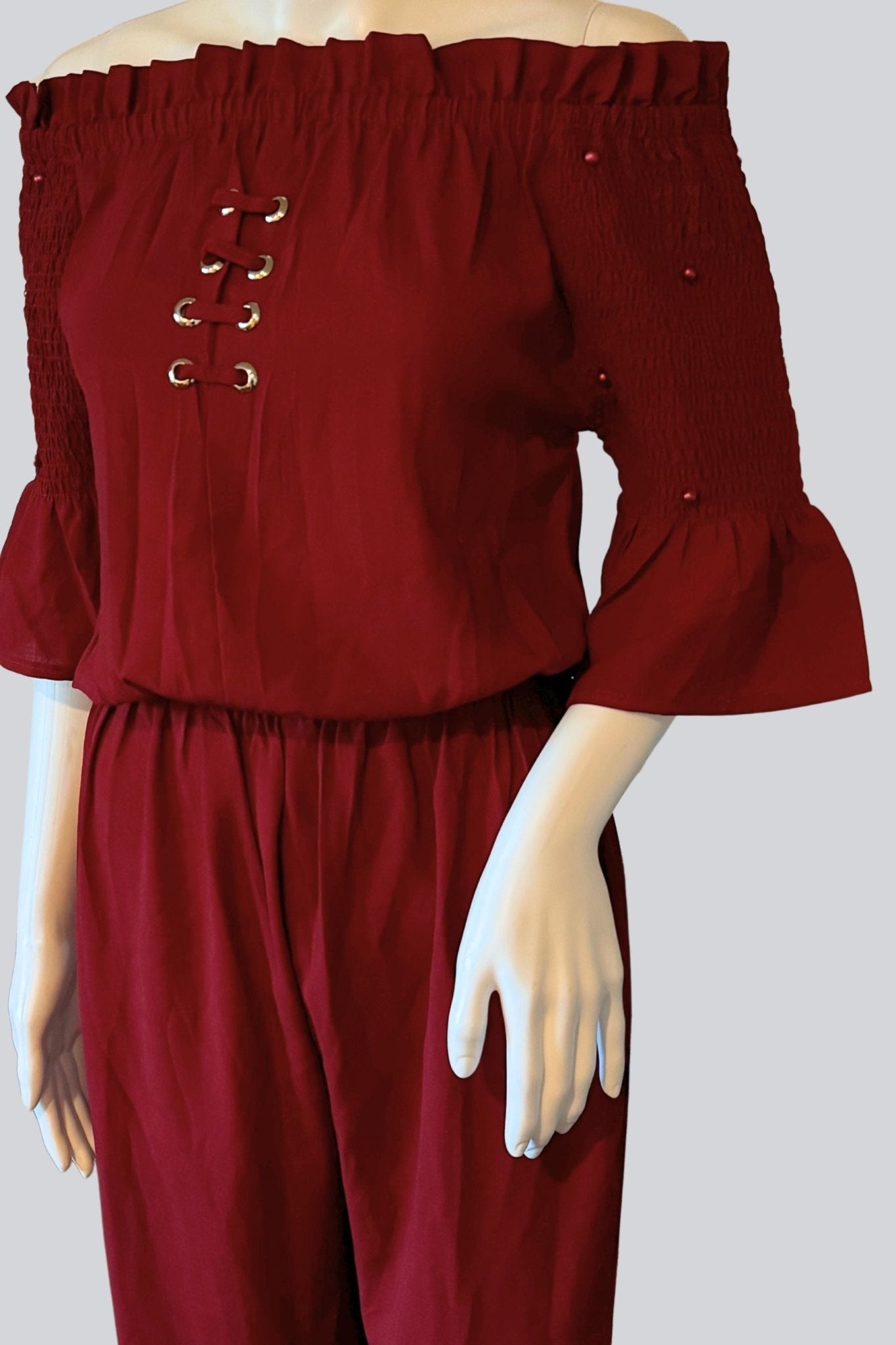 Off-Shoulder Neck Pattern Premium Georgette Jump Suits KURTI JCS Fashions