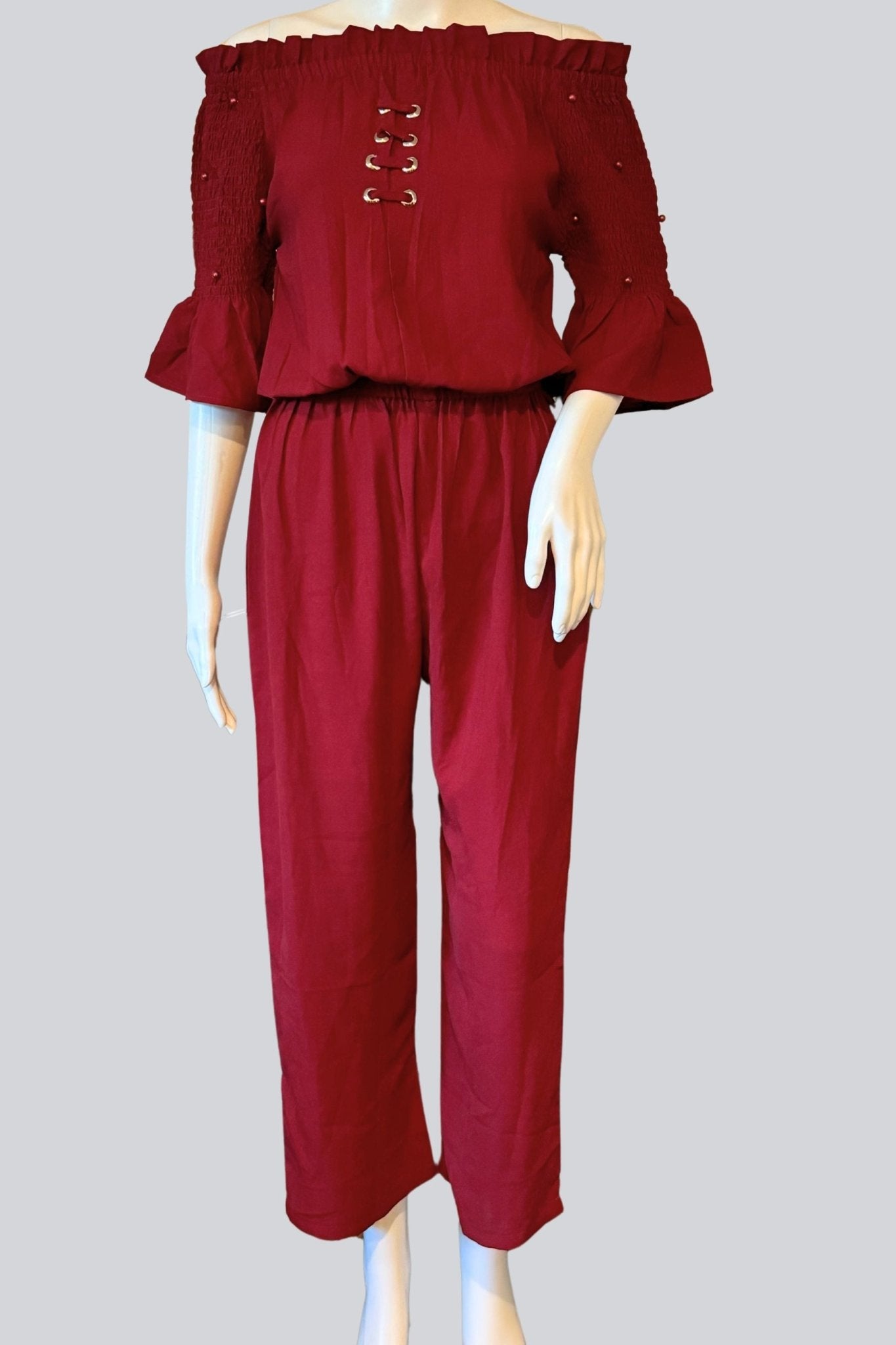 Off-Shoulder Neck Pattern Premium Georgette Jump Suits KURTI JCS Fashions