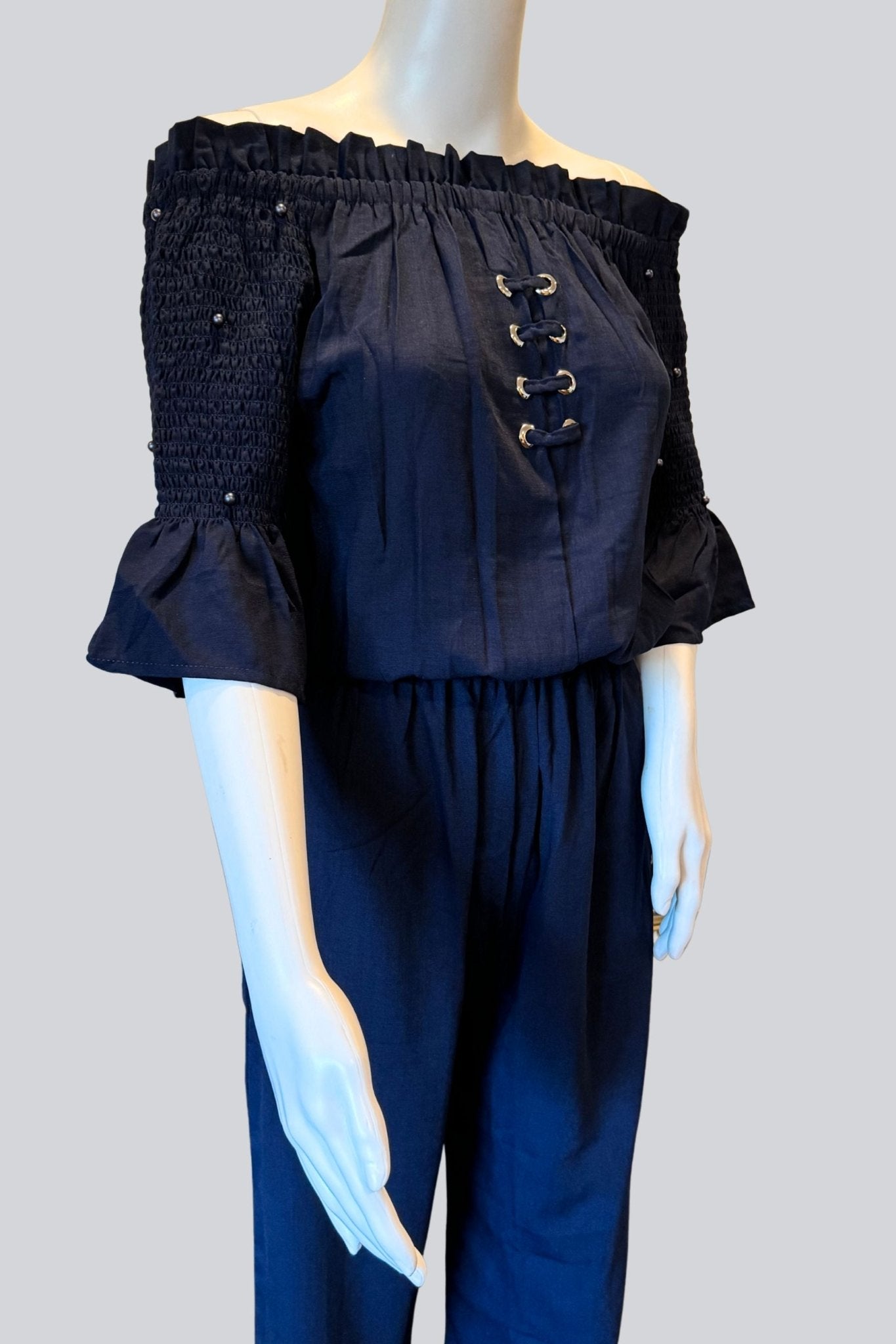 Off-Shoulder Neck Pattern Premium Georgette Jump Suits KURTI JCS Fashions