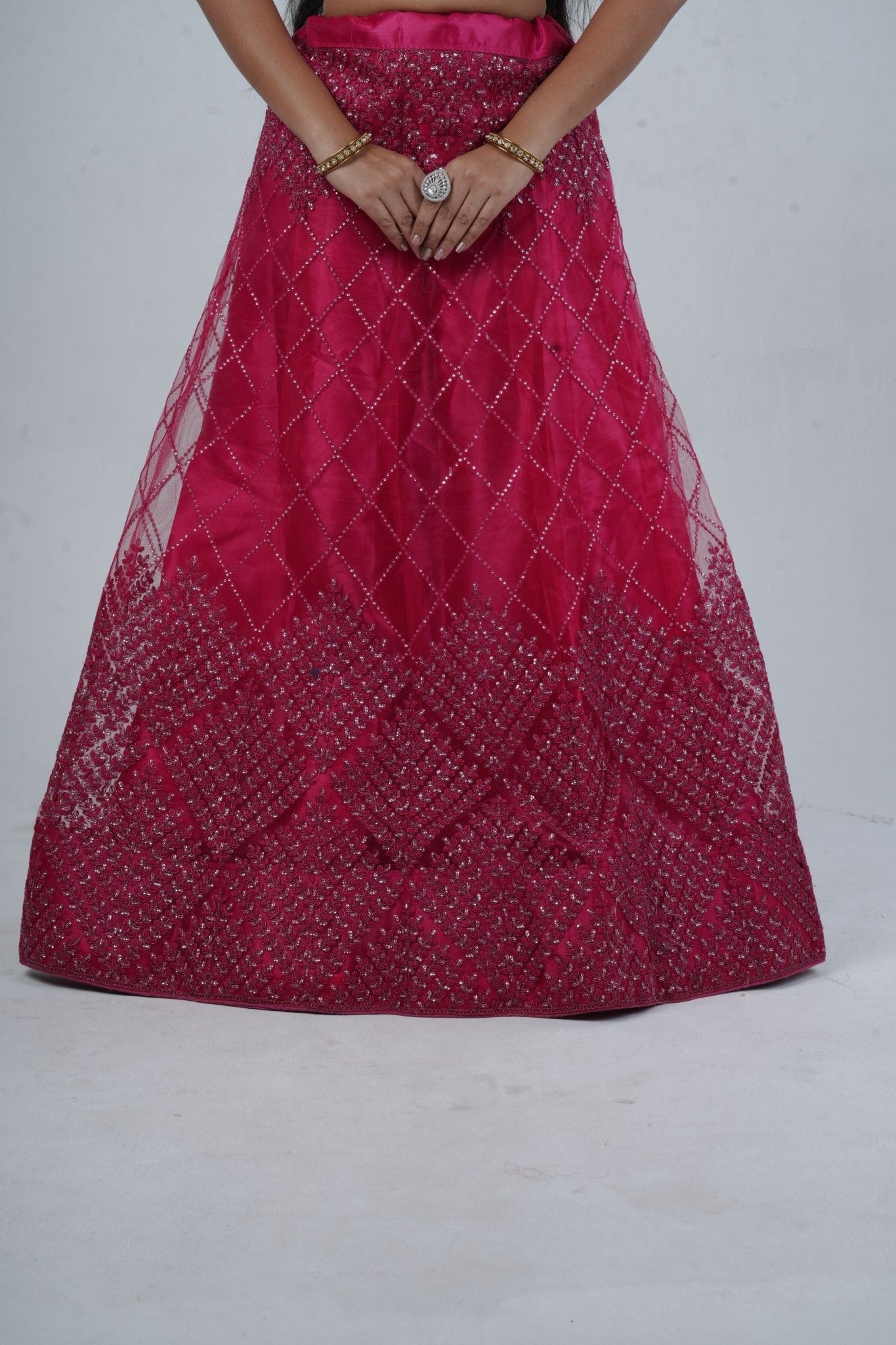 Opulent Soft Net Lehenga with Sequined Crop Top - Pink LEHENGA JCS Fashions