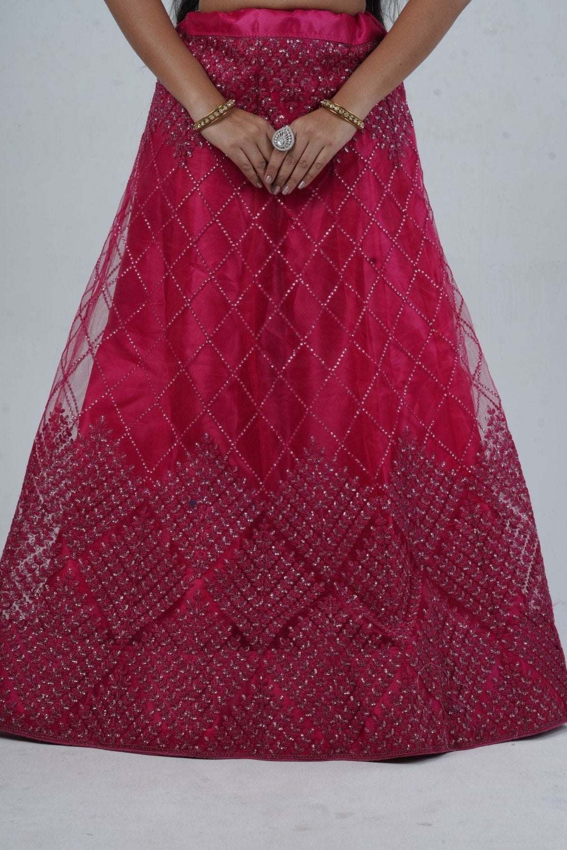 Opulent Soft Net Lehenga with Sequined Crop Top - Pink LEHENGA JCS Fashions