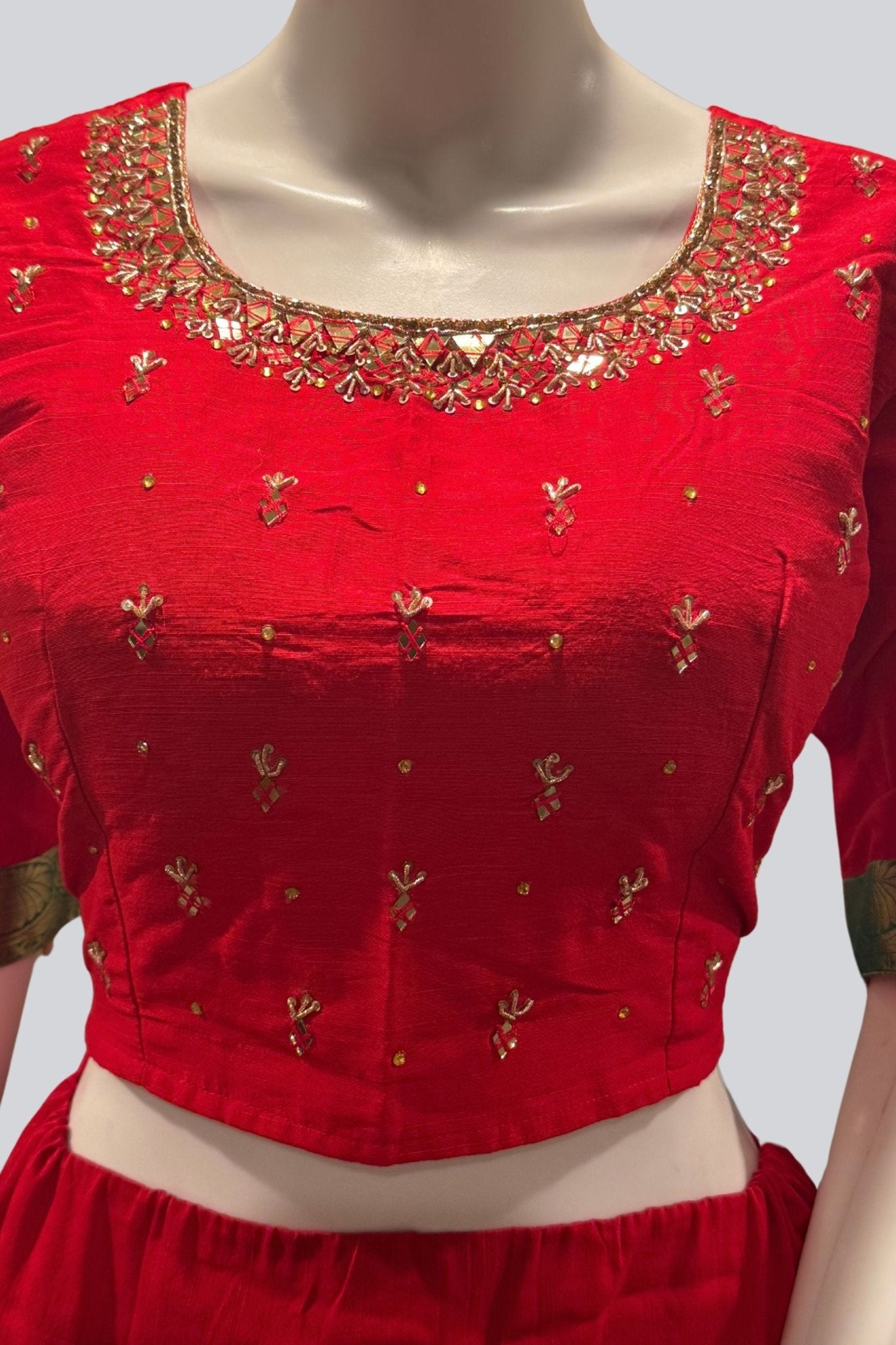 Organza And Raw silk Combination Fully Stitched Crop Top Lehenga Set LEHANGA JCS Fashions