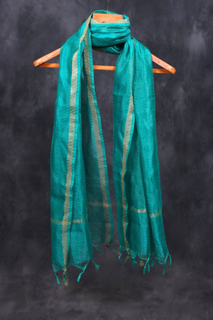 Green Organza Dupatta - Vibrant Tassels
