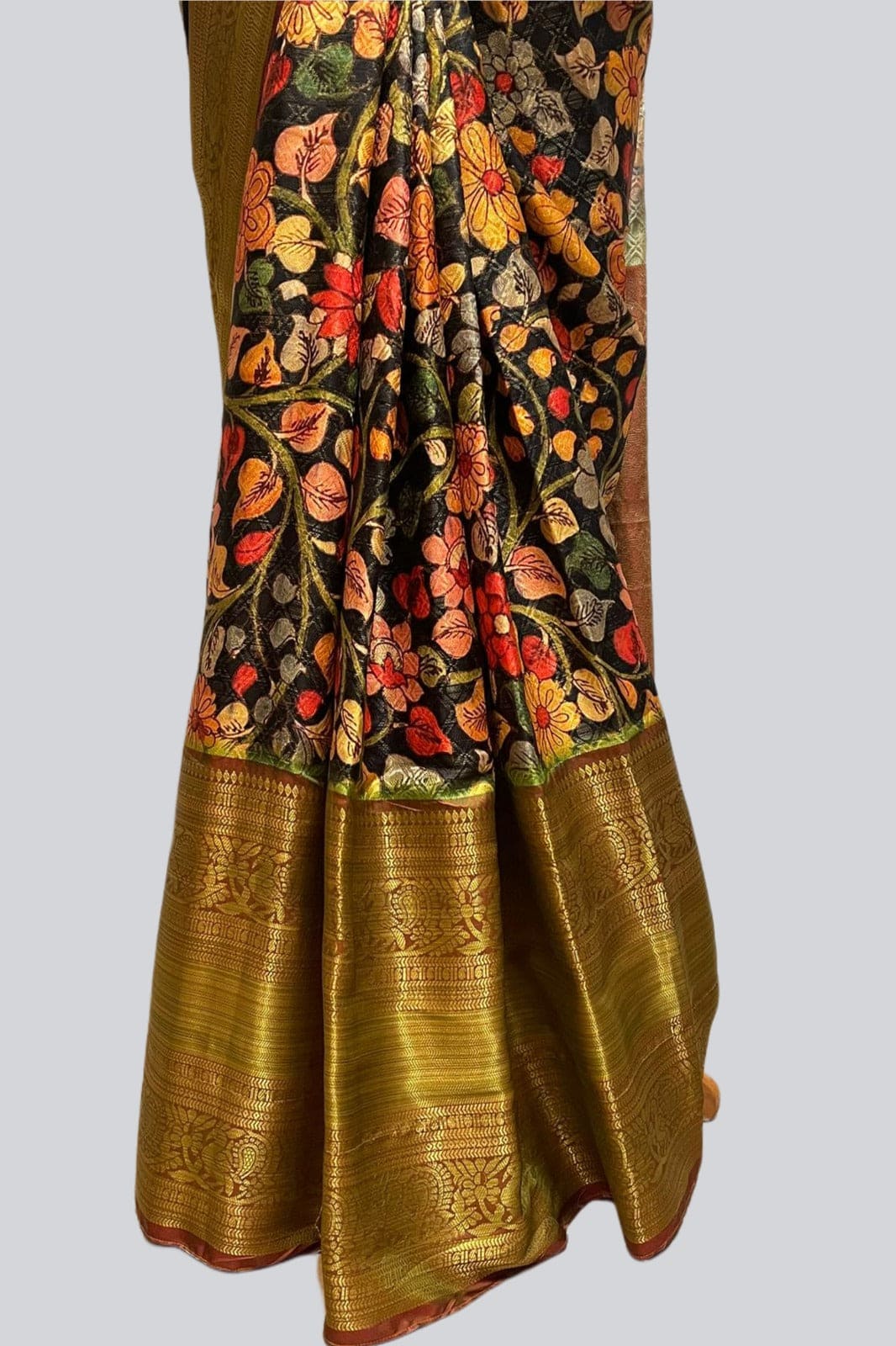 Peacock Design Traditional Kalamkari Saree With Blouse SAREE JCS Fashions