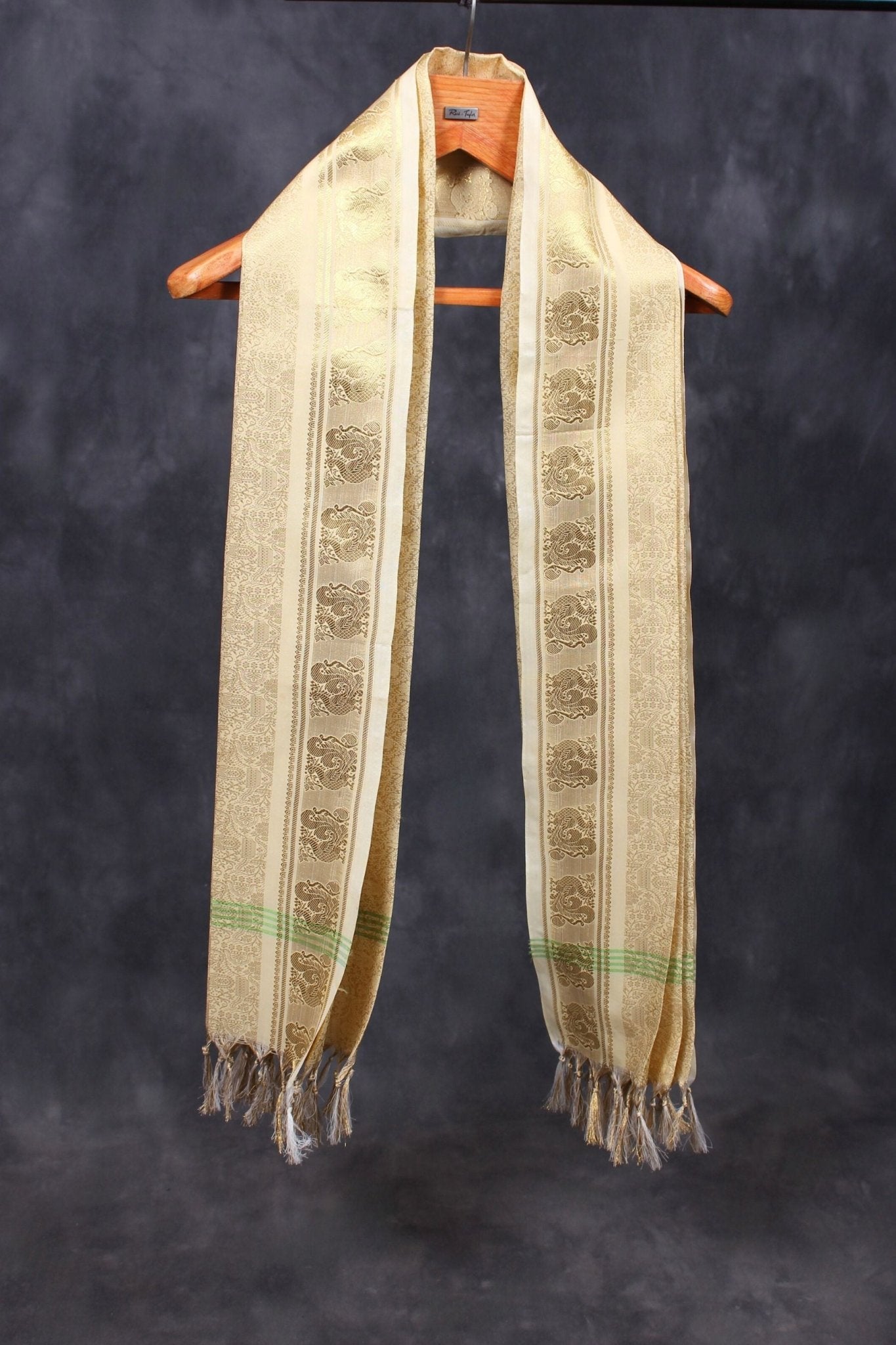 Peacock Patterned Banarasi Dupatta - Tradition Meets Modern Elegance Dupatta JCS Fashions Light Gold Free size
