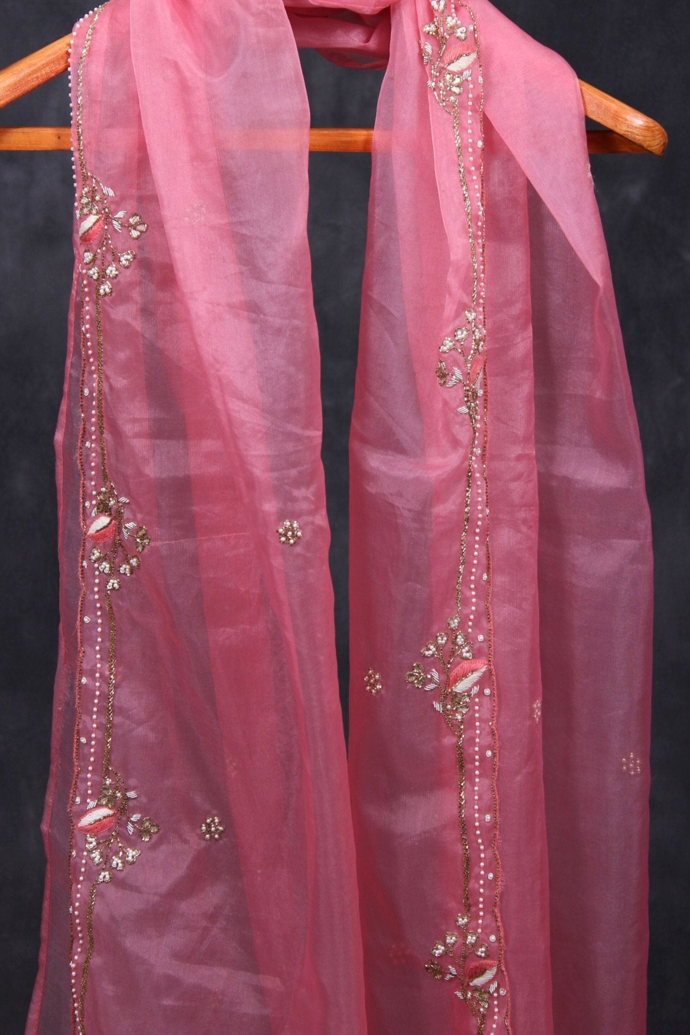 Premium Handcrafted Aari & Bead Work Organza Dupatta by JCSFashions Dupatta JCS Fashions