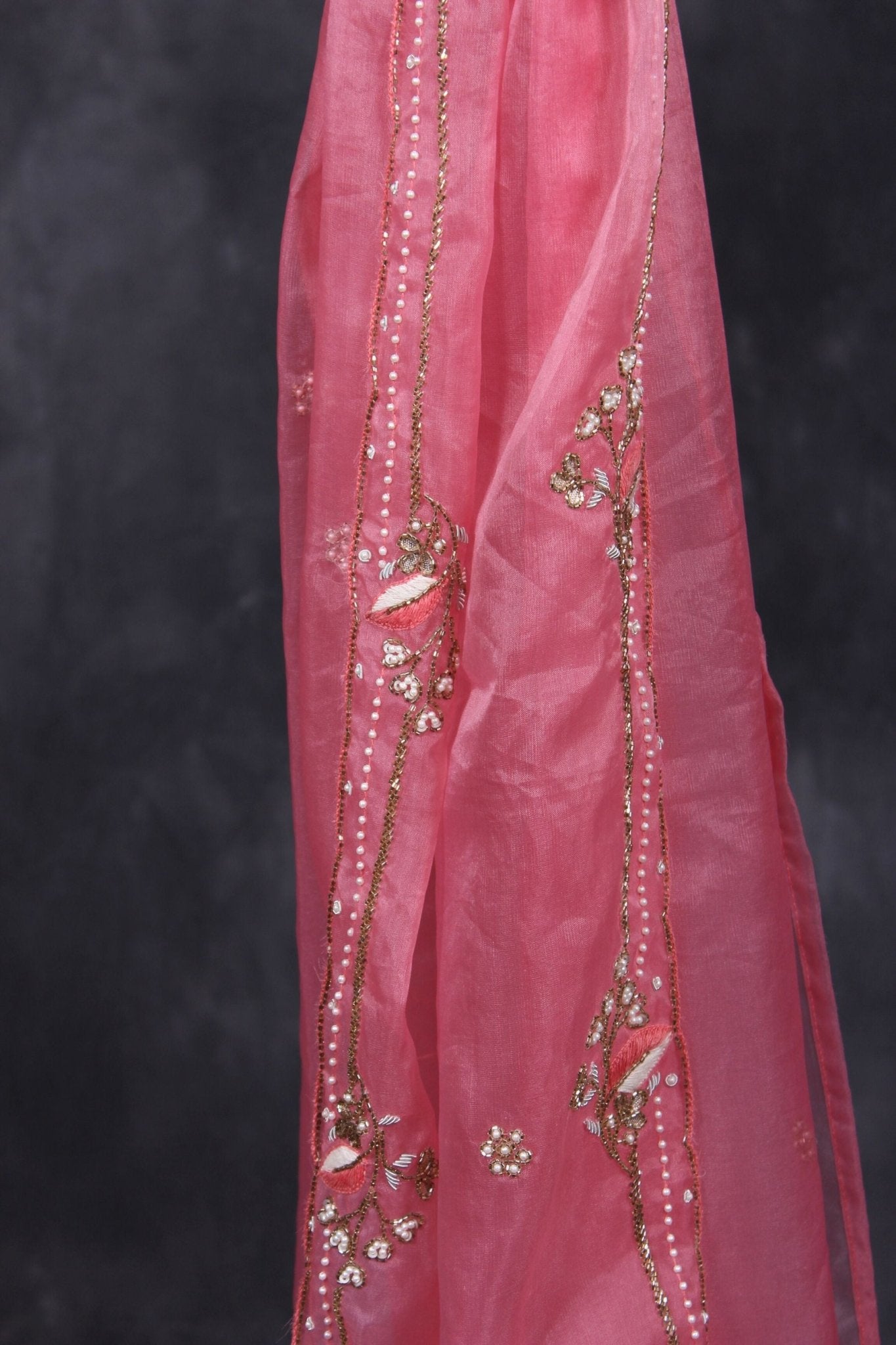 Premium Handcrafted Aari & Bead Work Organza Dupatta by JCSFashions Dupatta JCS Fashions