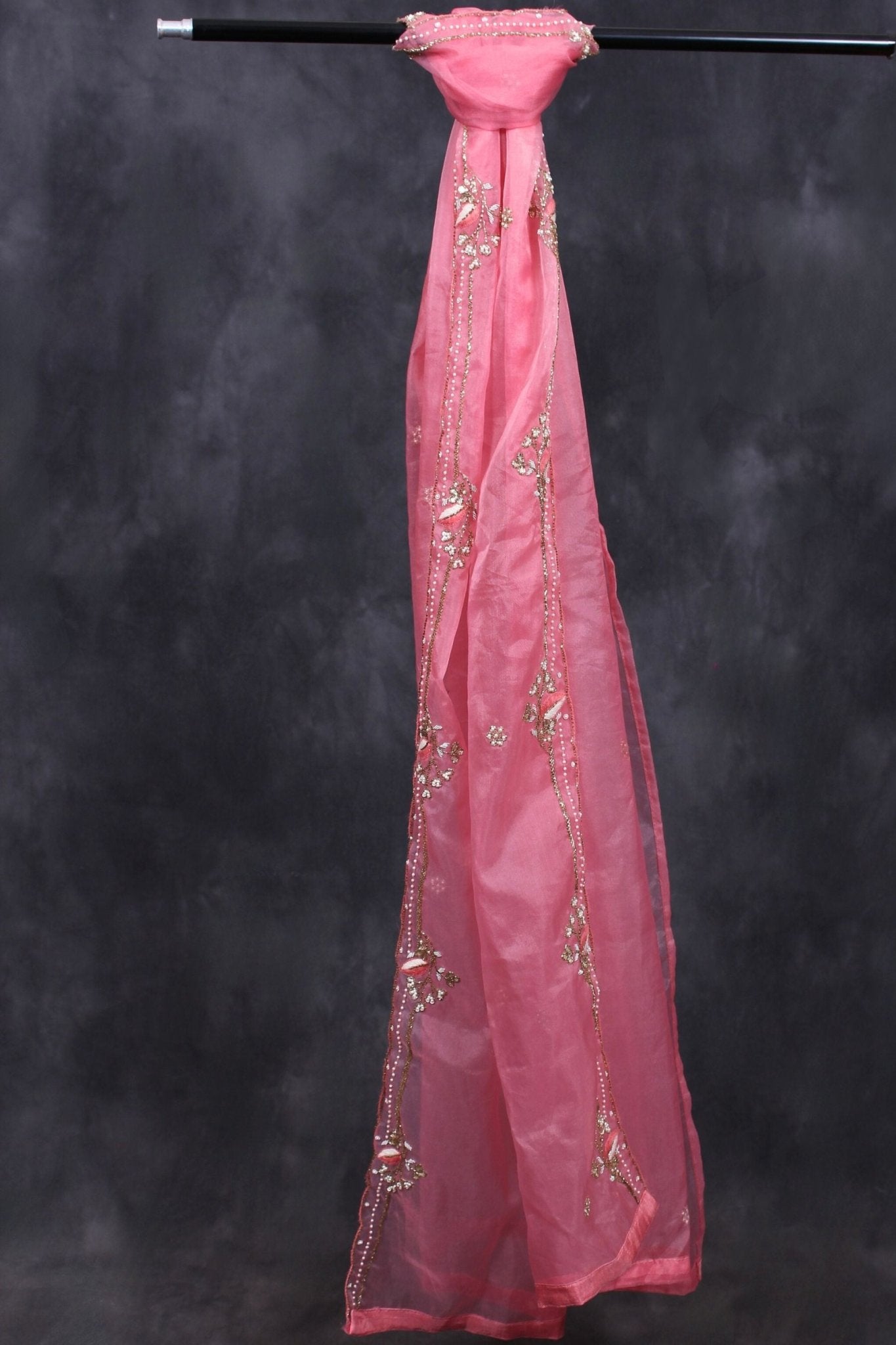 Premium Handcrafted Aari & Bead Work Organza Dupatta by JCSFashions Dupatta JCS Fashions