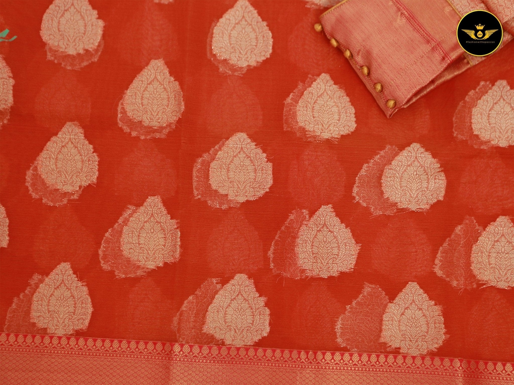 Premium Organza Pattu Saree, Allover Weaving, Big Butta Design SAREE JCS Fashions