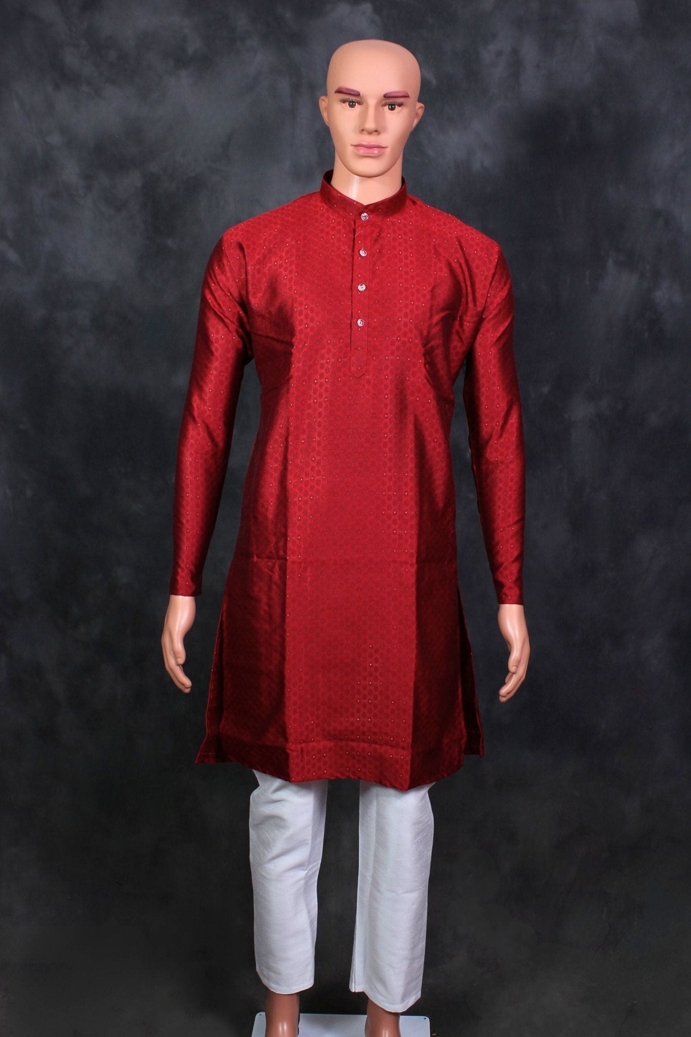 Premium Patterned Kurta Pyjama & Jodhpuri Suit - Traditional Elegance Men JCS Fashions Red Large (40)