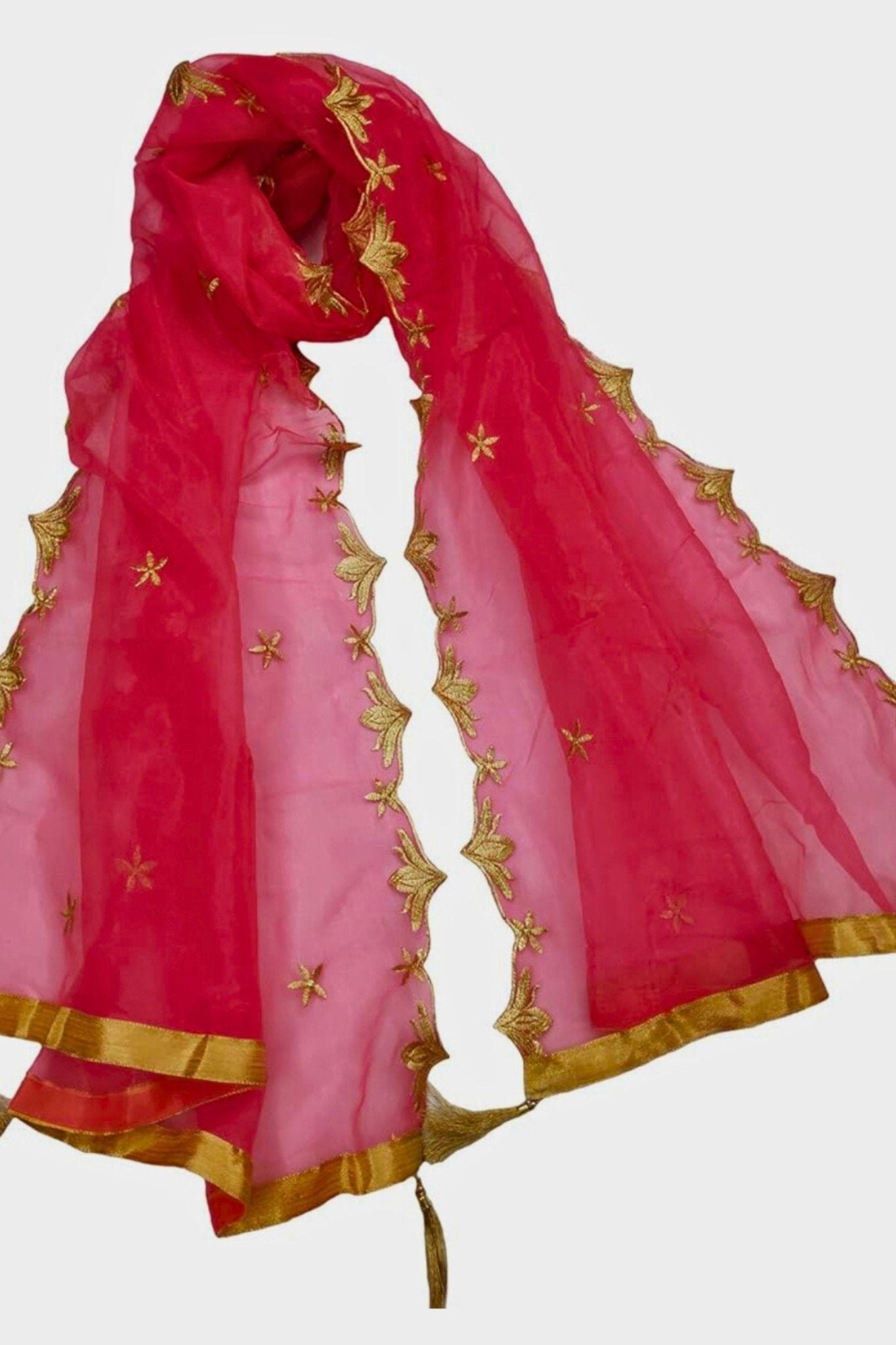 Premium Quality Embroidered Net Dupatta - For Graceful & Diverse Styling Dupatta JCS Fashions Pink 2.25 meters