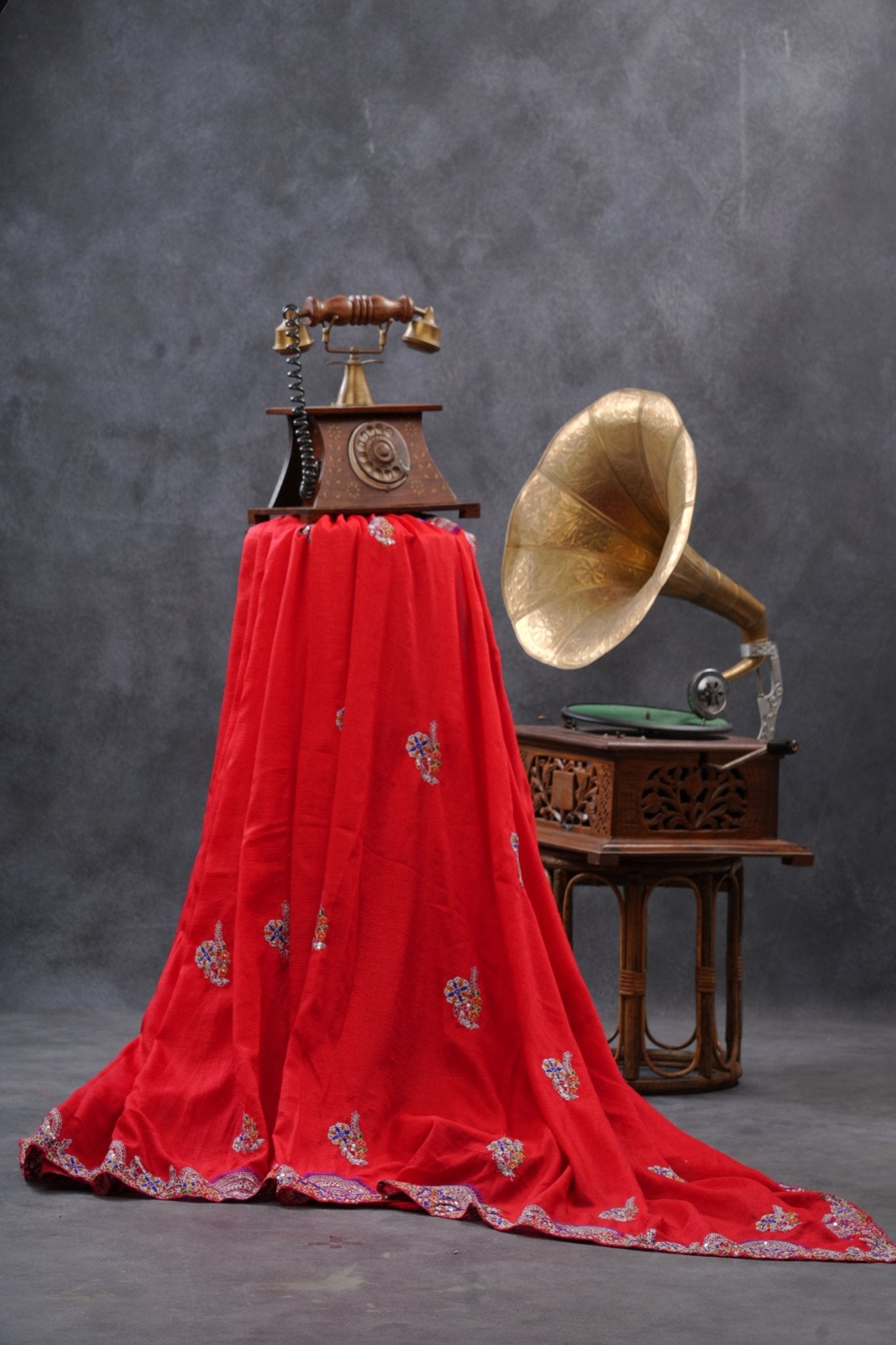 Premium Rajwadi Silk Embellished Saree With Latkan Blouse SAREE JCS Fashions Red 5.5 meters