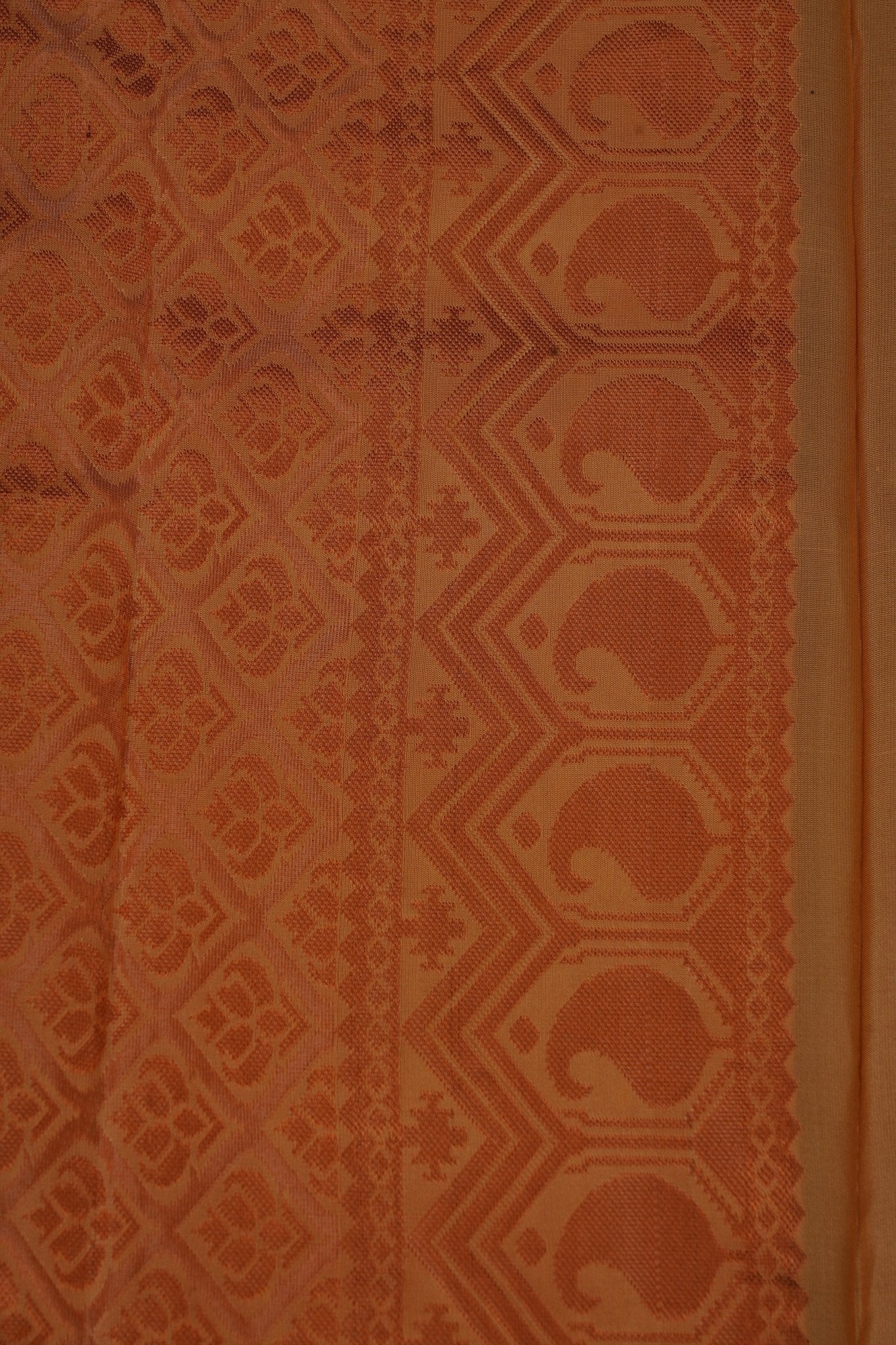 Pure Handloom Silk Saree with Copper Zari Border & Stitched Blouse Saree JCS Fashions