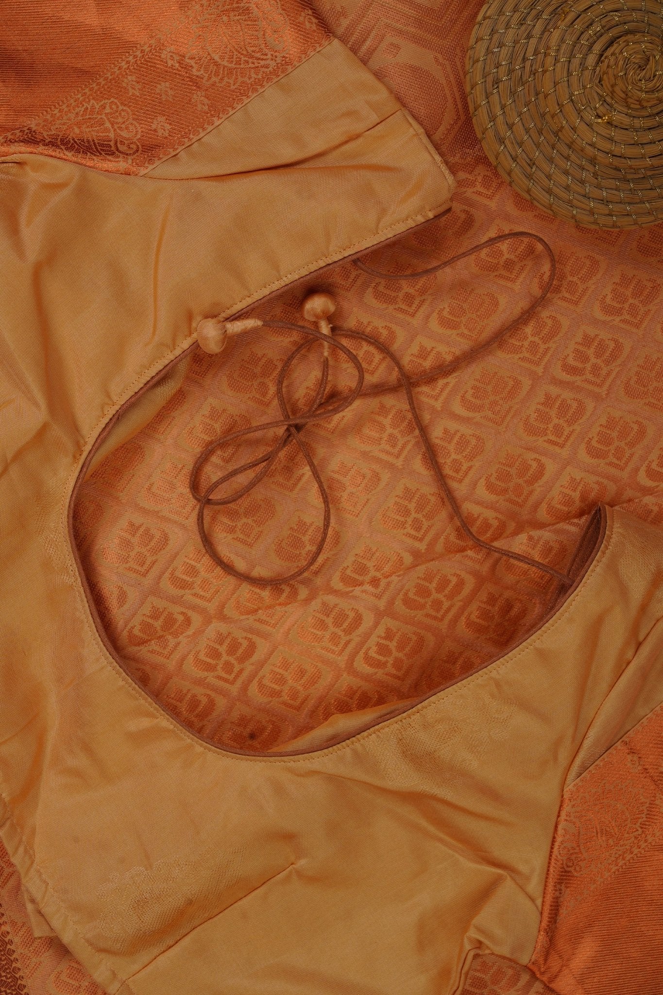 Pure Handloom Silk Saree with Copper Zari Border & Stitched Blouse Saree JCS Fashions