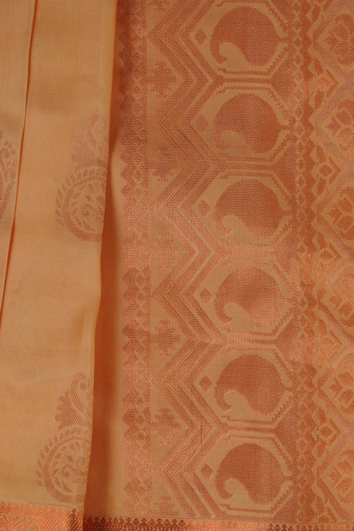 Pure Handloom Silk Saree with Copper Zari Border & Stitched Blouse Saree JCS Fashions