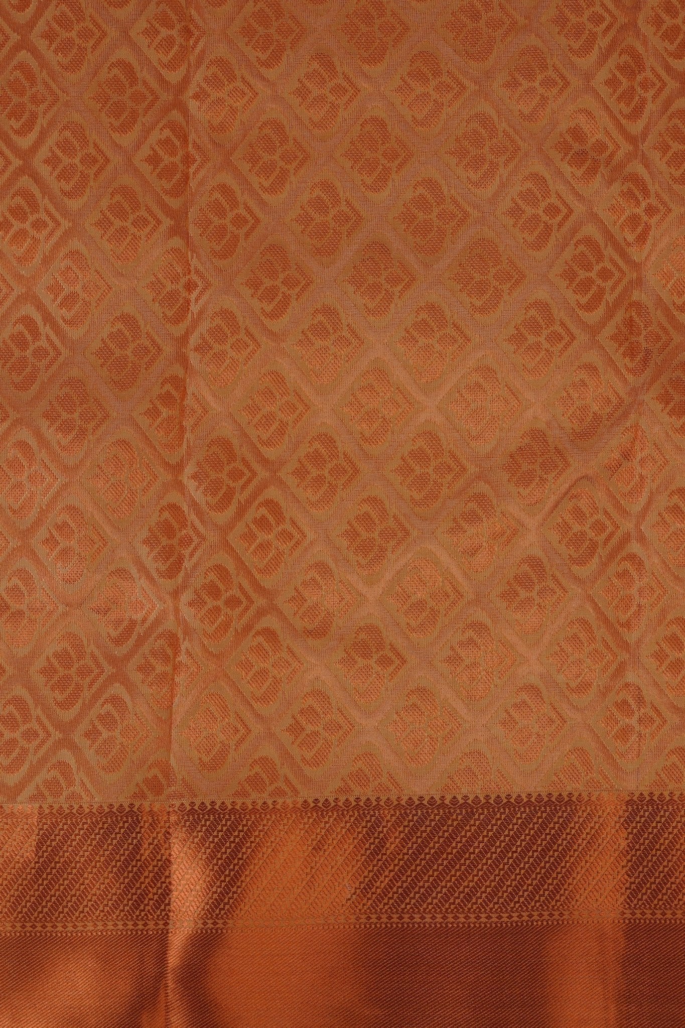 Pure Handloom Silk Saree with Copper Zari Border & Stitched Blouse Saree JCS Fashions