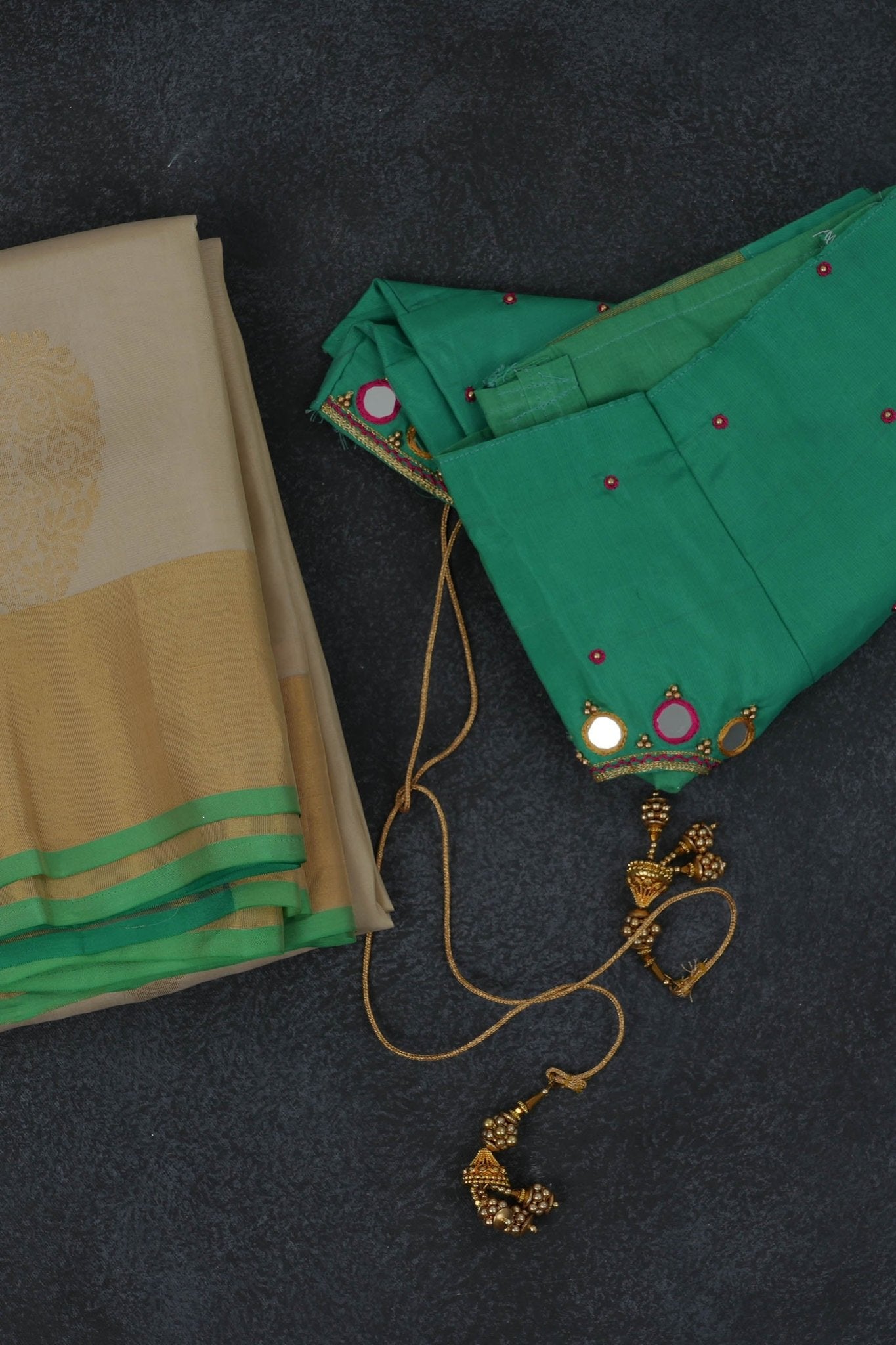 Pure Kanjivaram Soft Silk Saree with Butta Concept and Fully Stitched Blouse SAREE JCS Fashions