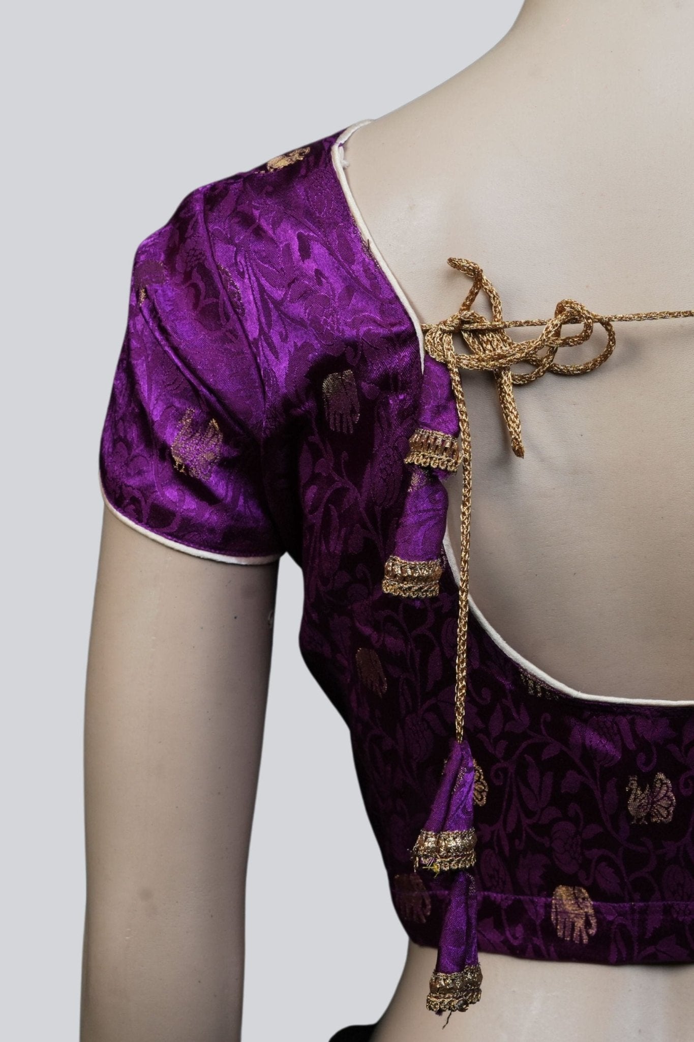Purple Elegance: Brocade Blouse with Enchanting Elephant Motifs Blouse JCS Fashions