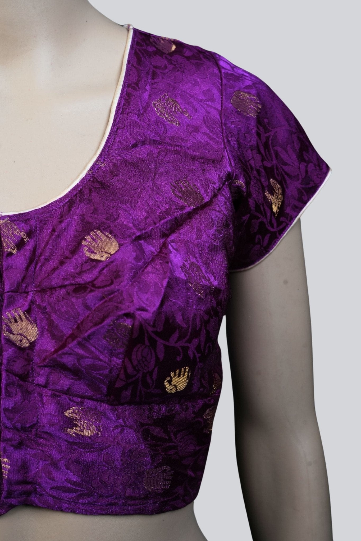 Purple Elegance: Brocade Blouse with Enchanting Elephant Motifs Blouse JCS Fashions