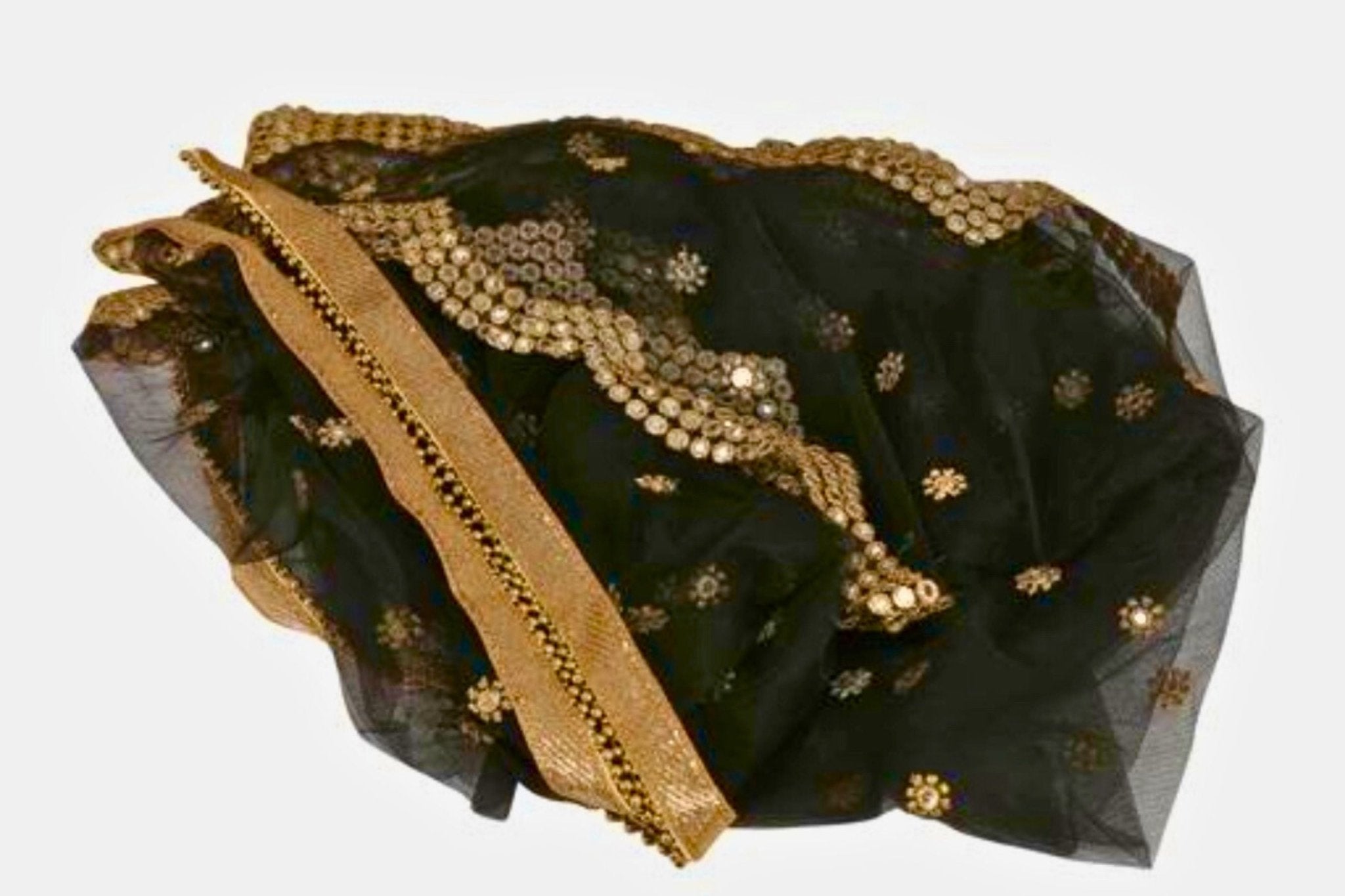 Radiant Net Embroidered Dupatta with Mirror Work -Elegance by JCSFashions Dupatta JCS Fashions Black Free size