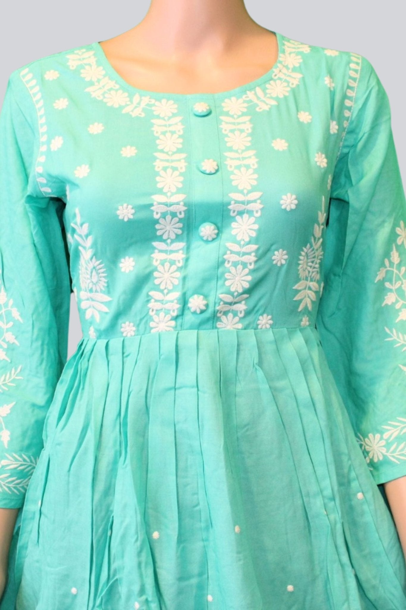 Radiant Rayon: Stunning Long Gown with Beautiful Embroidery KURTI JCS Fashions