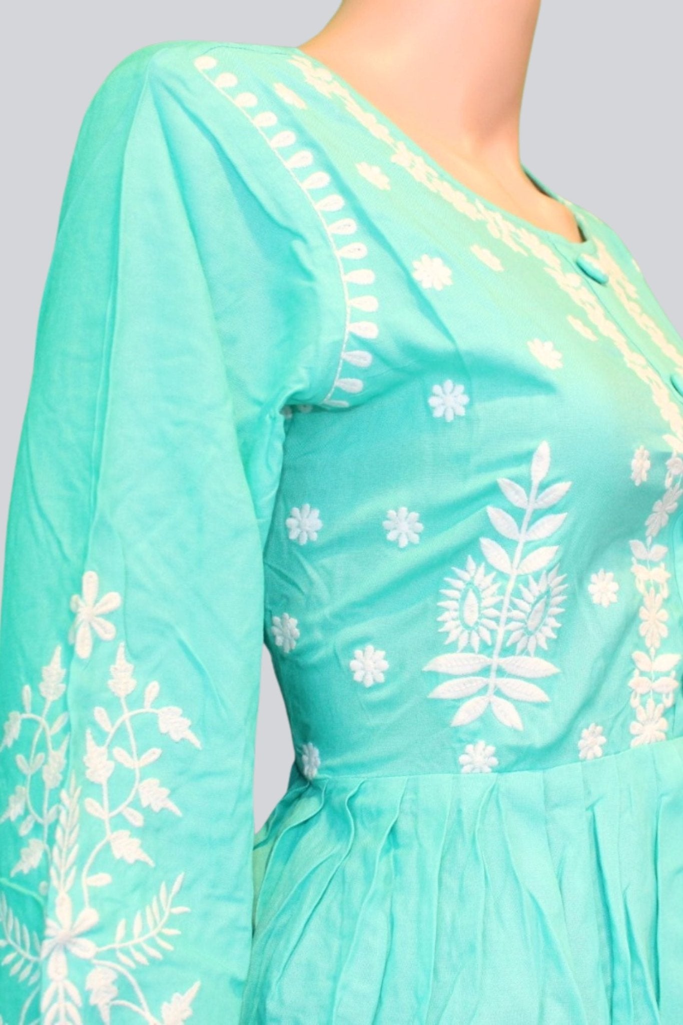 Radiant Rayon: Stunning Long Gown with Beautiful Embroidery KURTI JCS Fashions