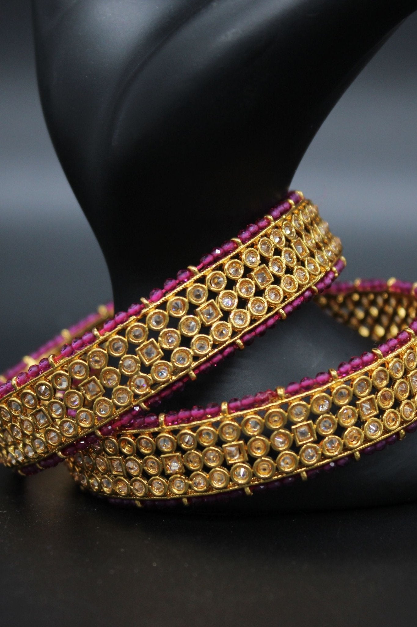 Radiate Elegance: Gold-Polished Stone Bangles | JCS Fashions Jewelry JCS Fashions