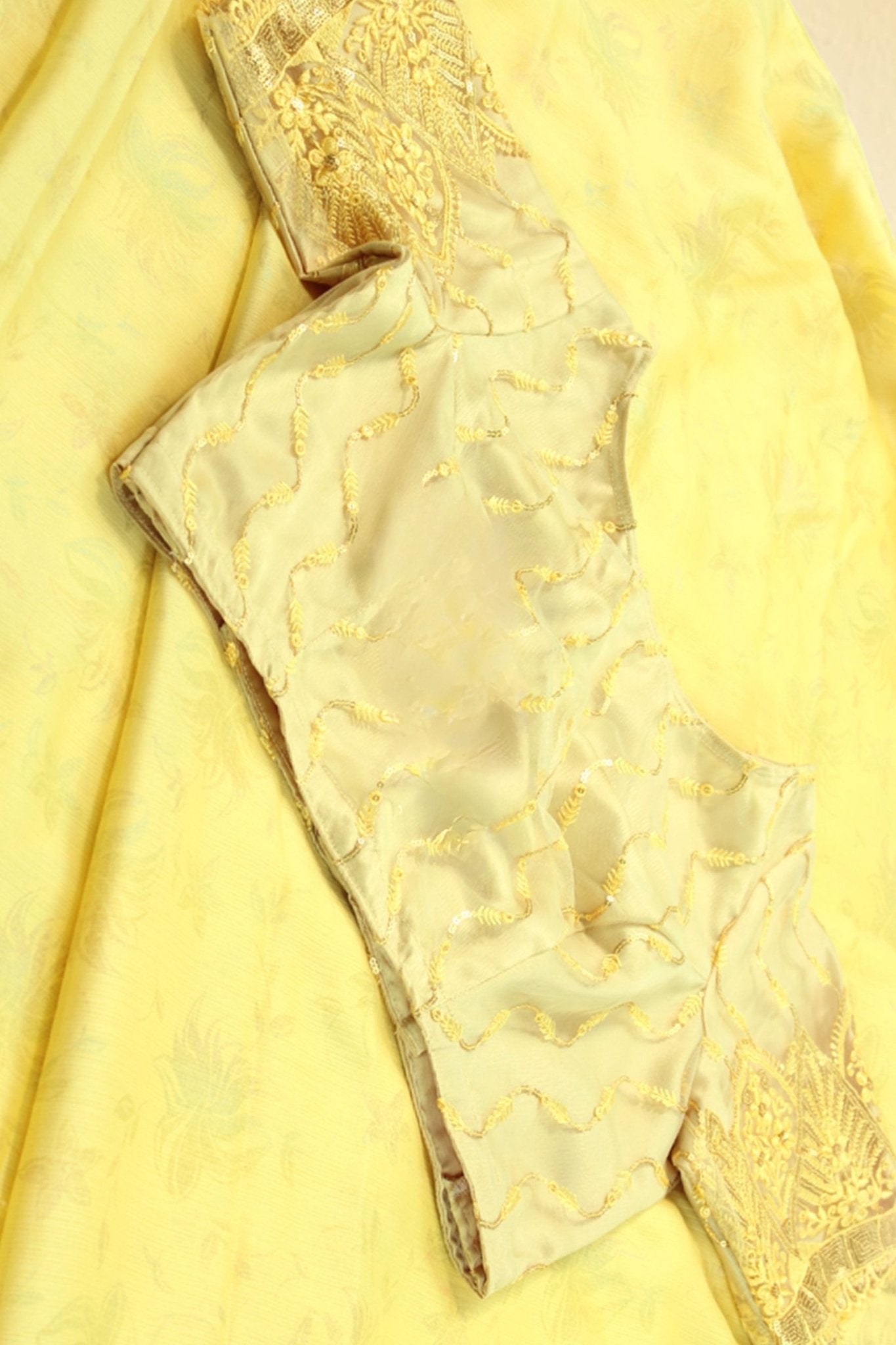 Rainbow Foil Print Pure Chiffon Saree With Sequence Blouse SAREE JCS Fashions Yellow 5.5 meters