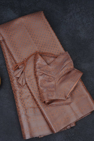 Orange Banarasi Soft Silk Saree with Silver Zari
