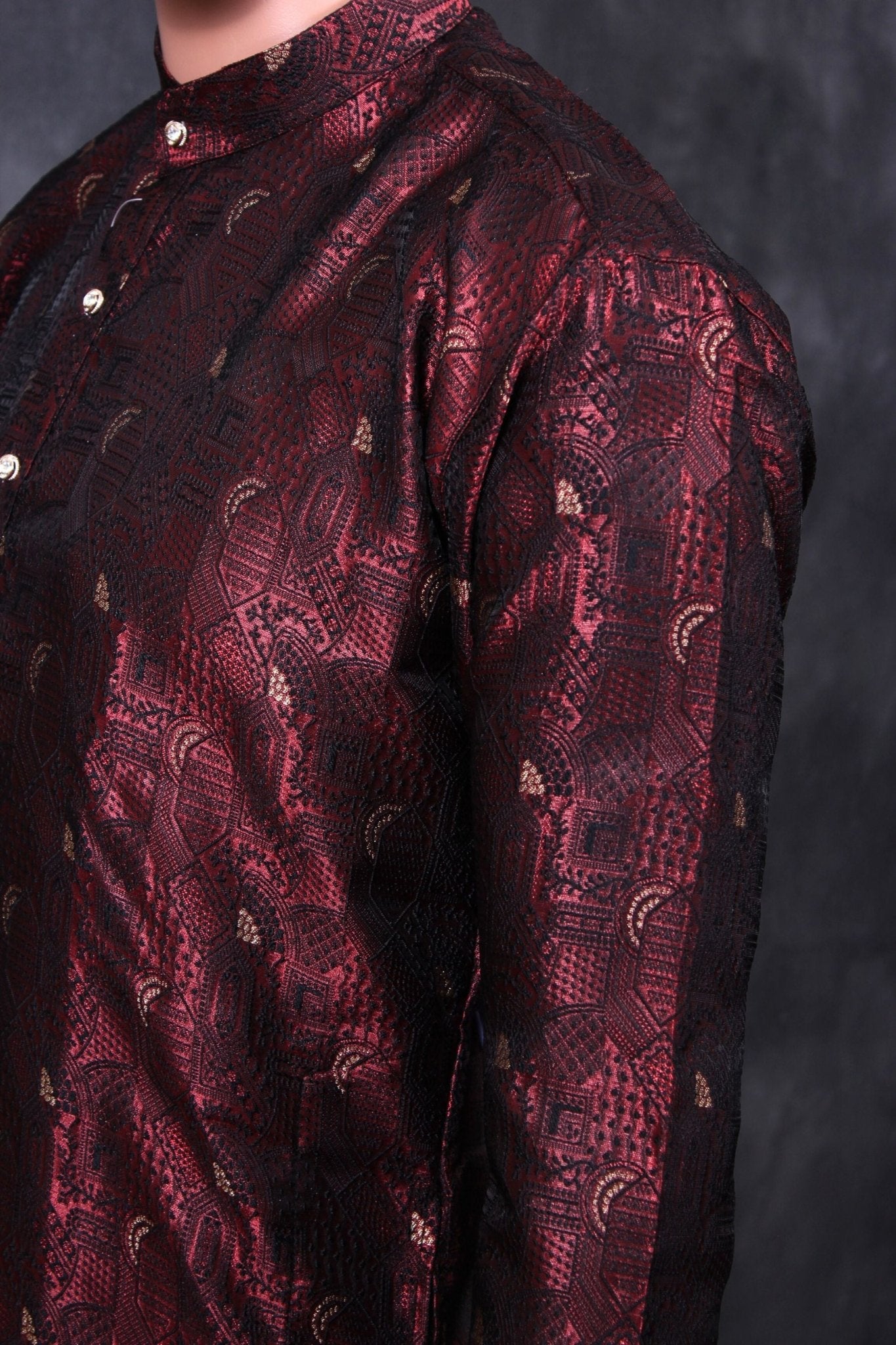 Regal Black Men's Jacquard Kurta – Traditional Elegance by JCS Fashions Men JCS Fashions