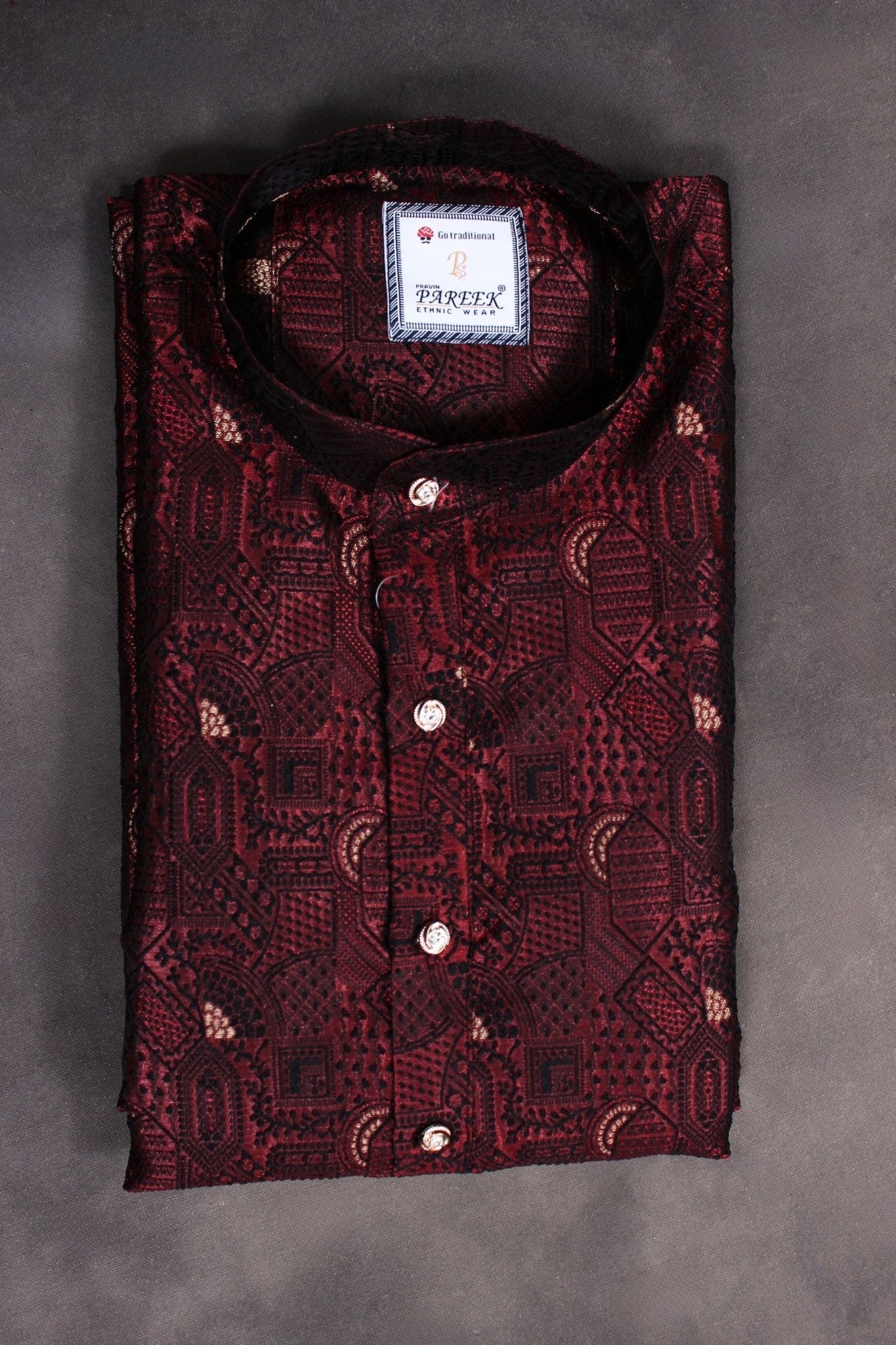 Regal Black Men's Jacquard Kurta – Traditional Elegance by JCS Fashions Men JCS Fashions