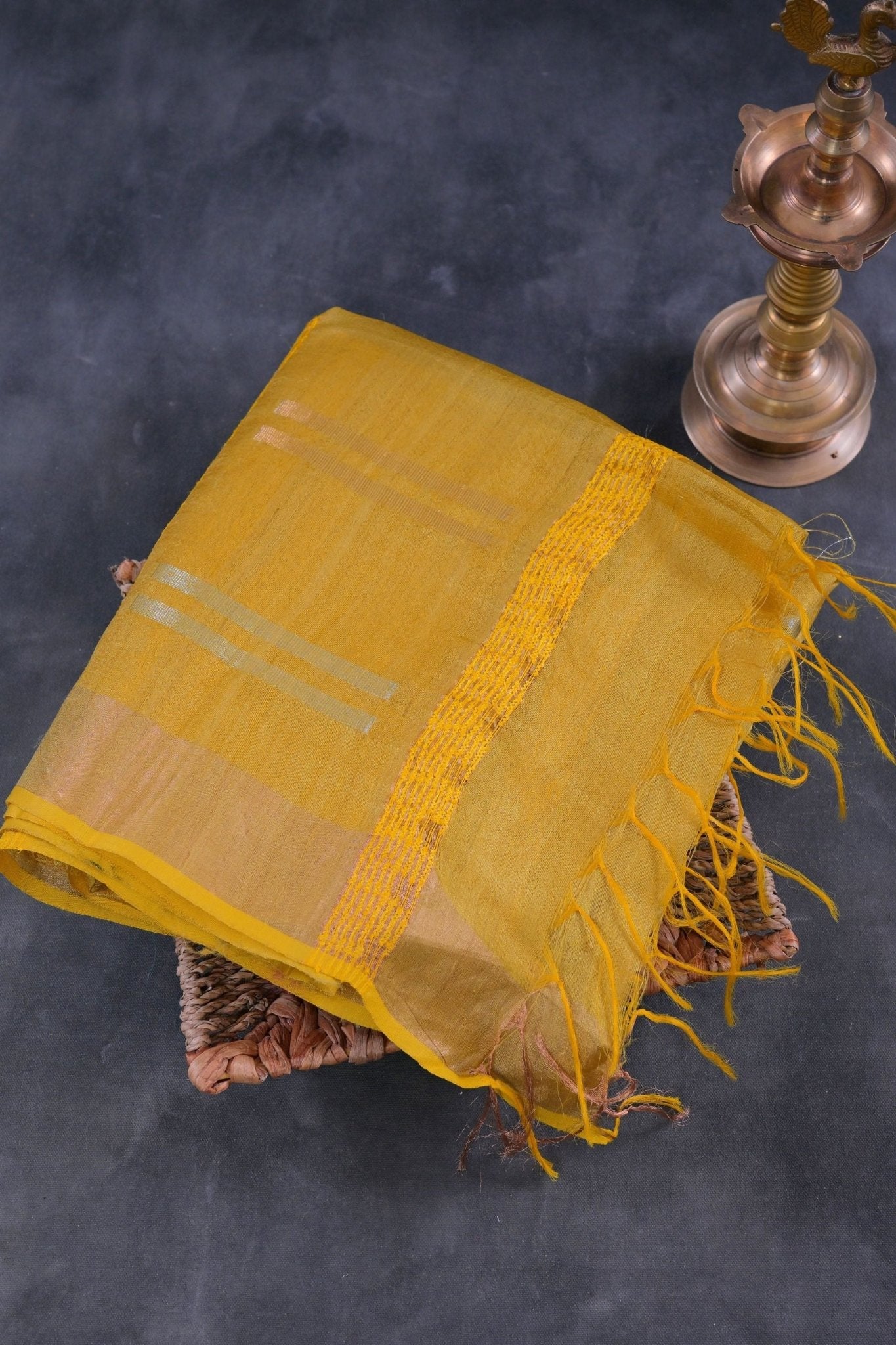 Regal Golden Silk-Cotton Saree: Lightweight & Handcrafted by JCSFashions Saree JCS Fashions 5.5 meters Golden