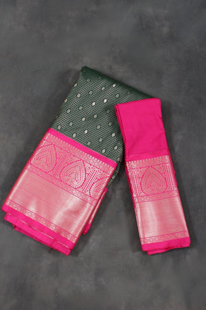 Green Kanchipuram Silk Saree with Detailing