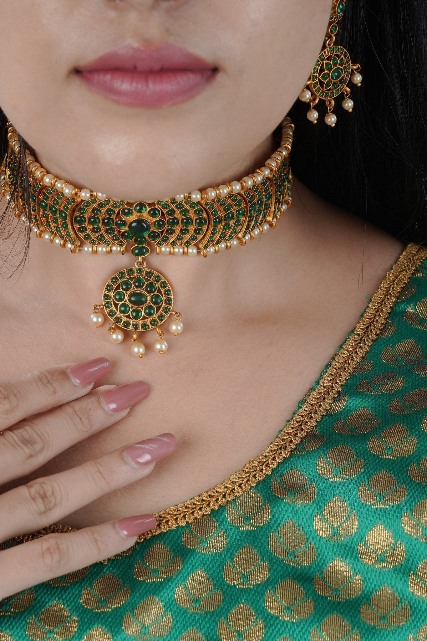 Regal Kemp Matte Finish Choker Set with Minakari Detailing - JCSFashions Jewelry JCS Fashions