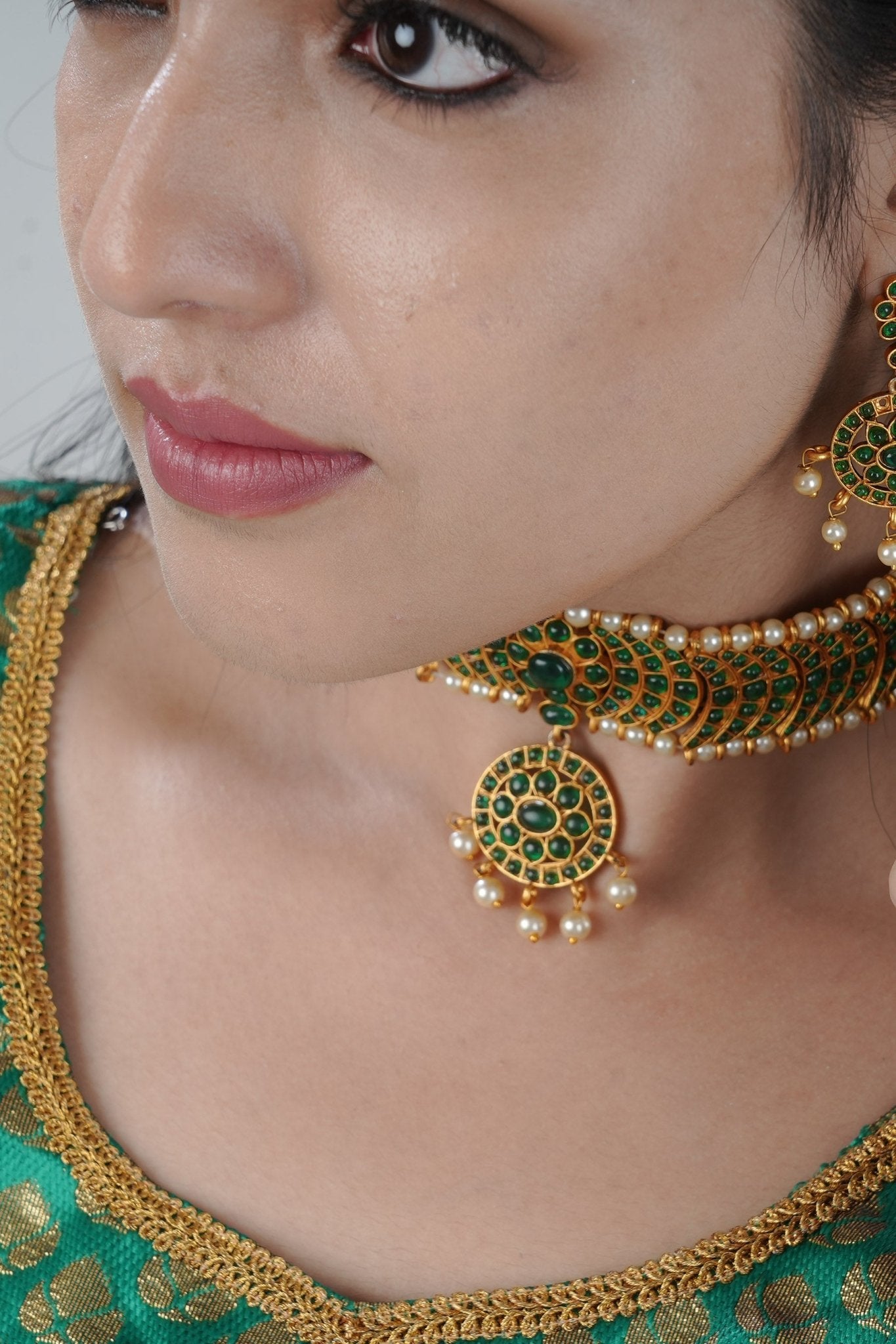 Regal Kemp Matte Finish Choker Set with Minakari Detailing - JCSFashions Jewelry JCS Fashions