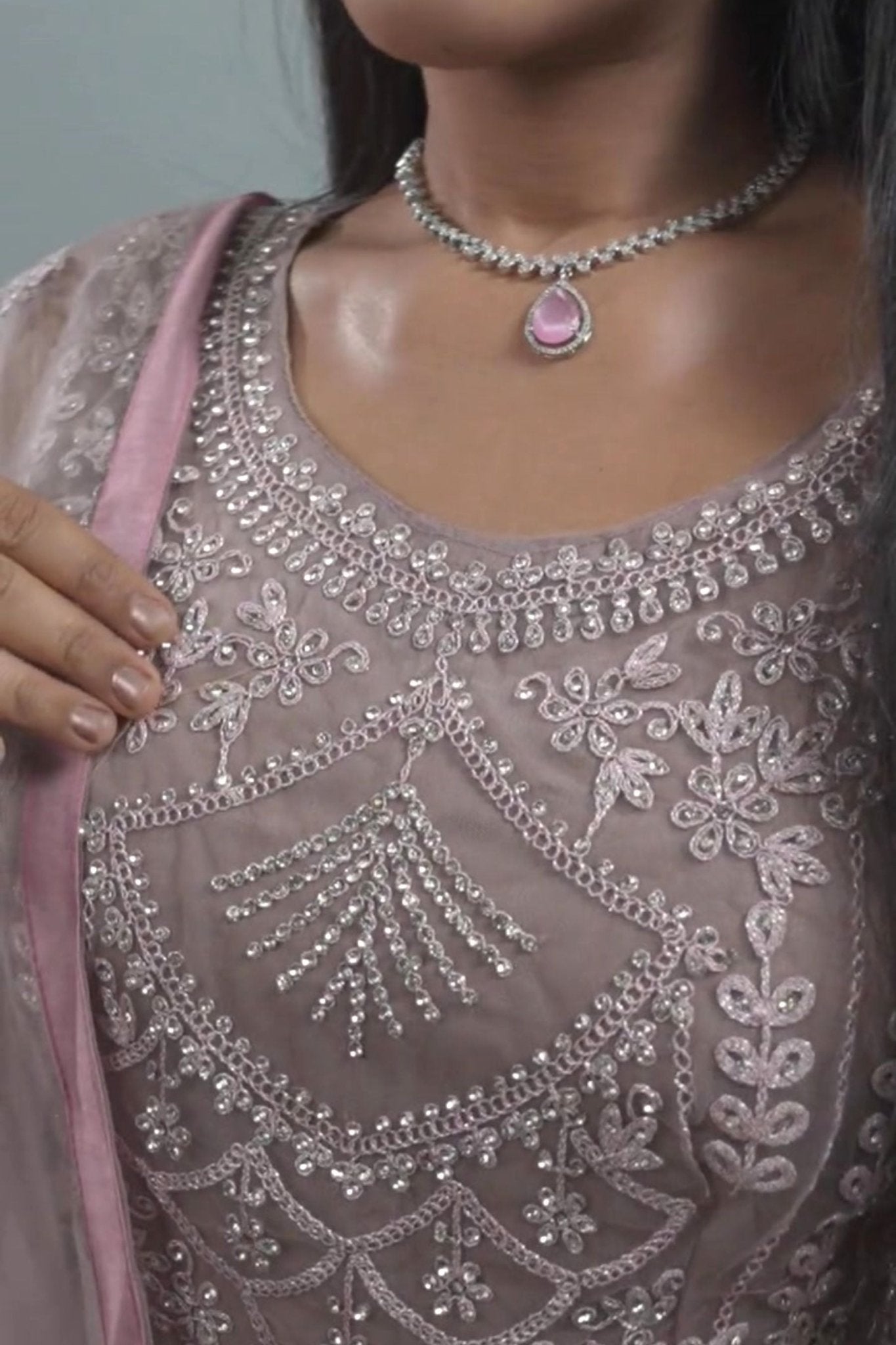 Royal Splendor Embroidered Net Gown with Dupatta Set KURTI JCS Fashions