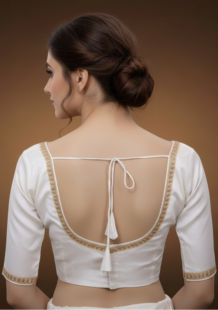 Gold Saree Blouse - Sabyasachi Cut, Ready-Made