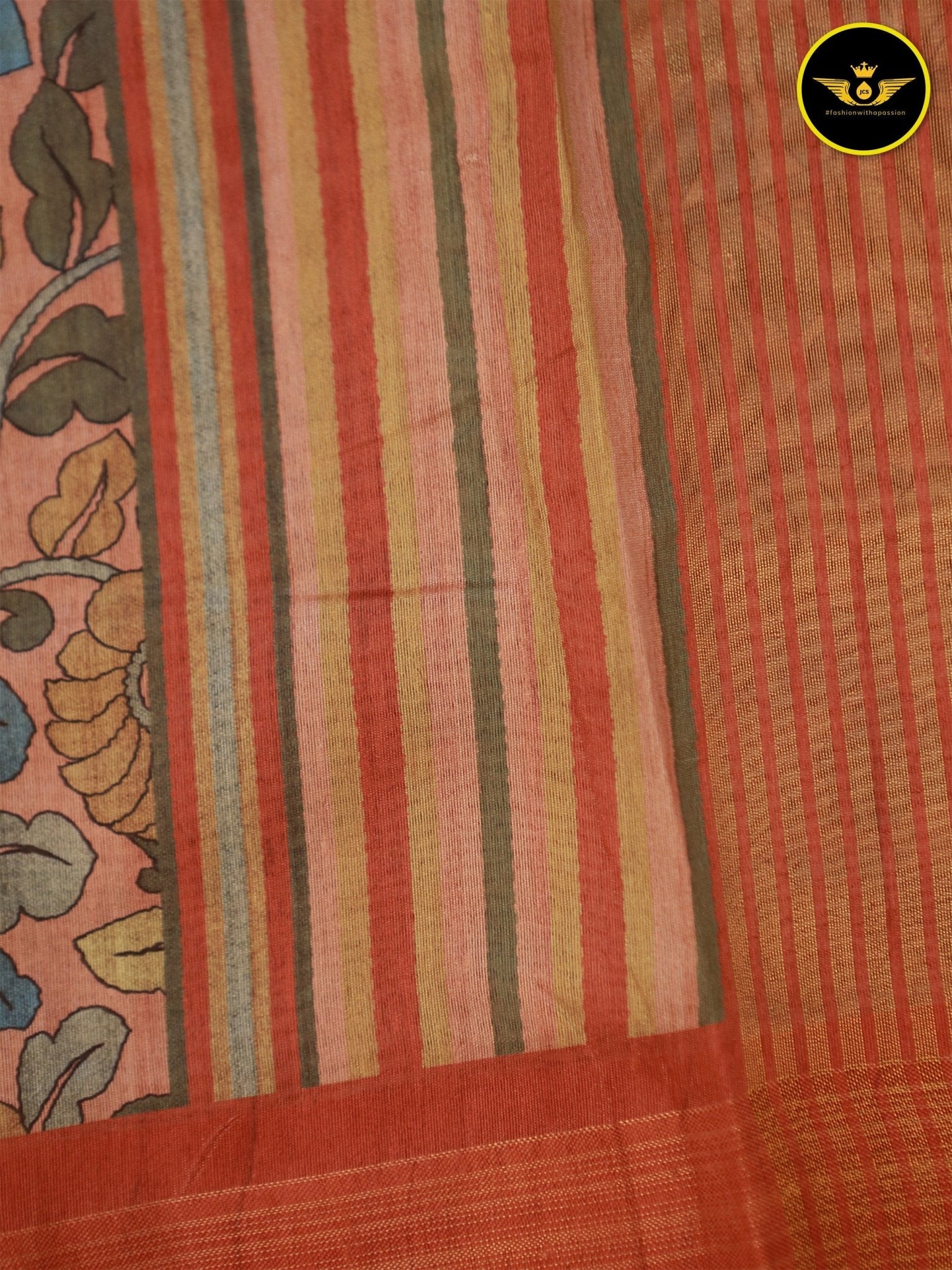 Semi Silk Saree with Exquisite Floral Design and Contrasting Blouse Saree JCS Fashions