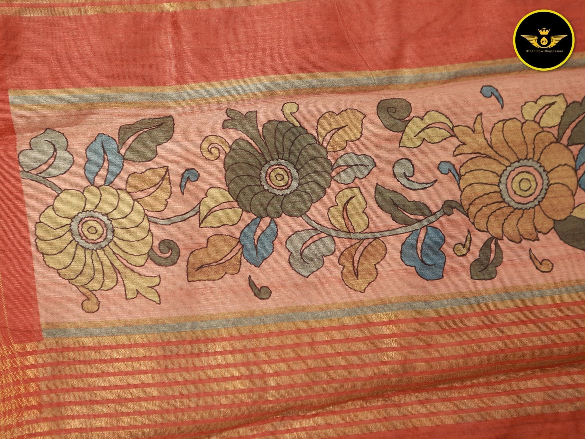 Semi Silk Saree with Exquisite Floral Design and Contrasting Blouse Saree JCS Fashions