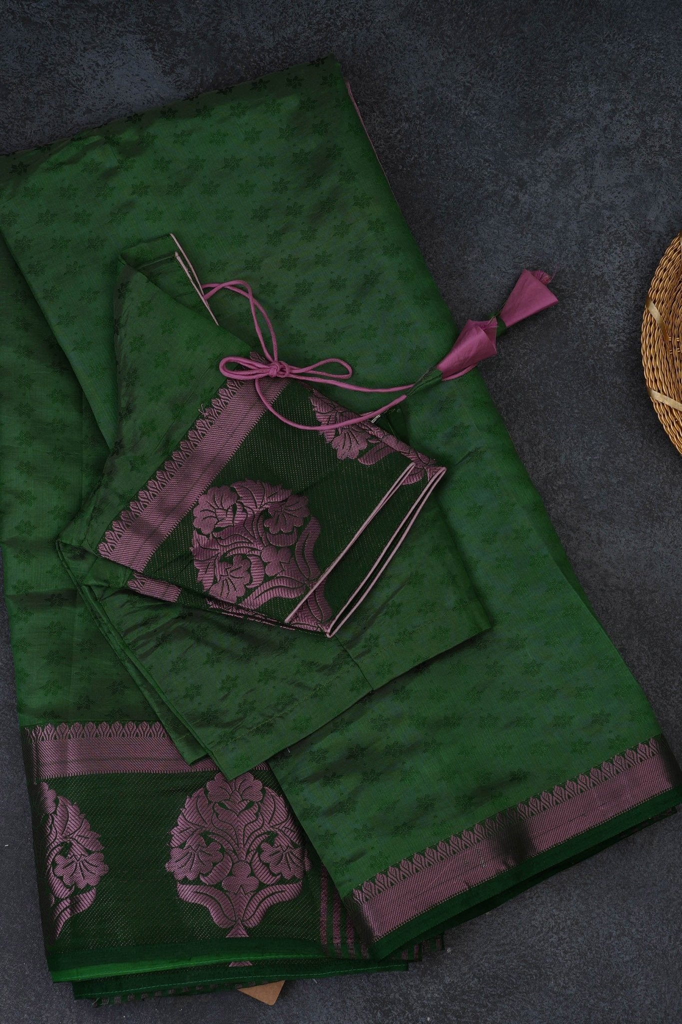 Semi-Soft Silk Saree and Sparkling Silver Weave Border with Blouse Saree JCS Fashions Green 5.5 meters